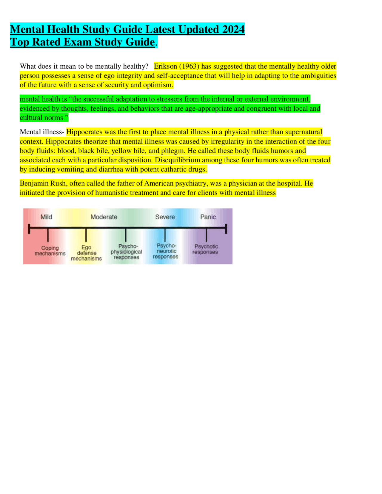 Mental Health Study Guide Latest Updated 2024 Top Rated Exam Study ...