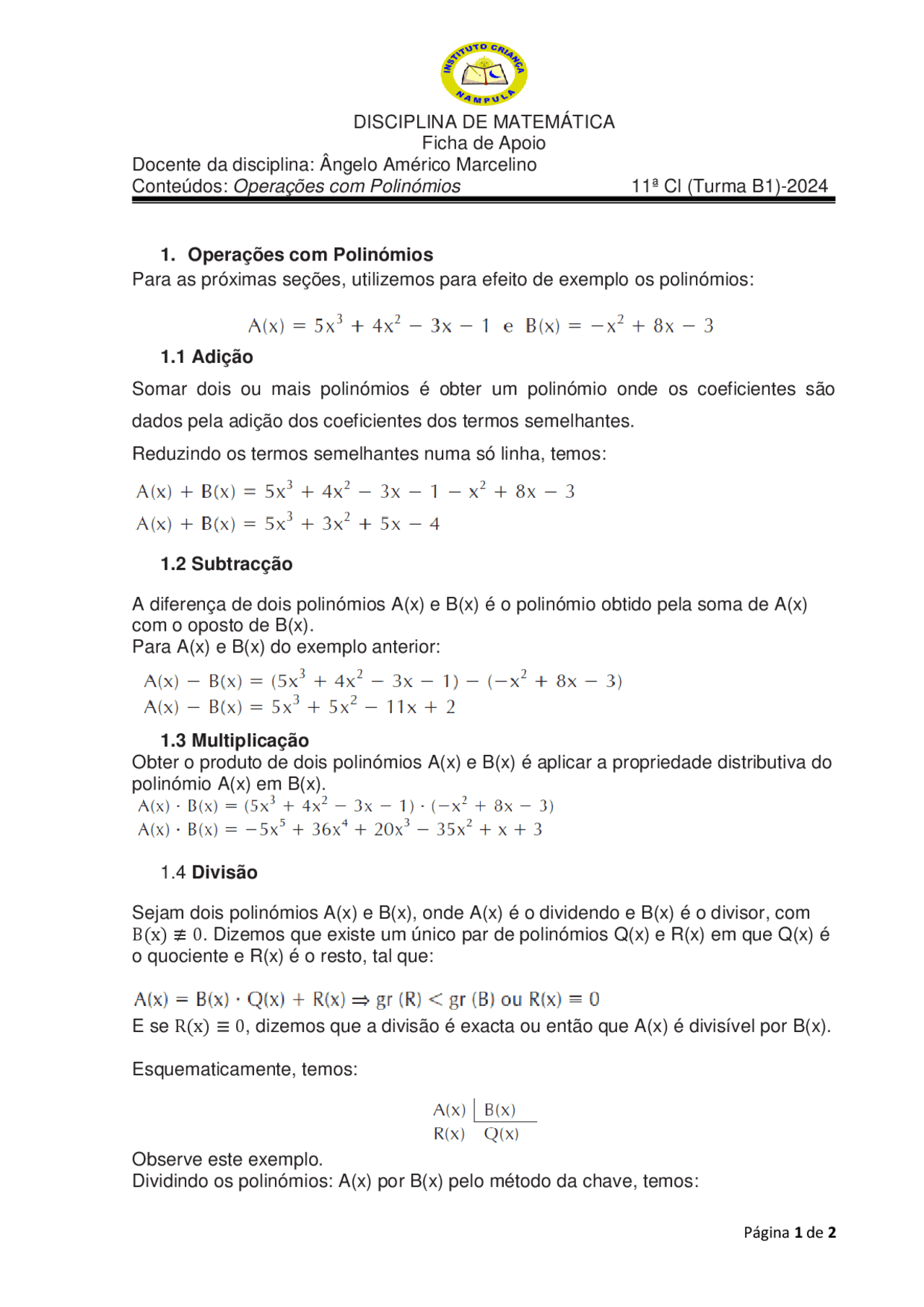 Operacoes Com Polinomios Esquemas Matem tica Docsity Operacoes com polinomios esquemas matem tica docsity