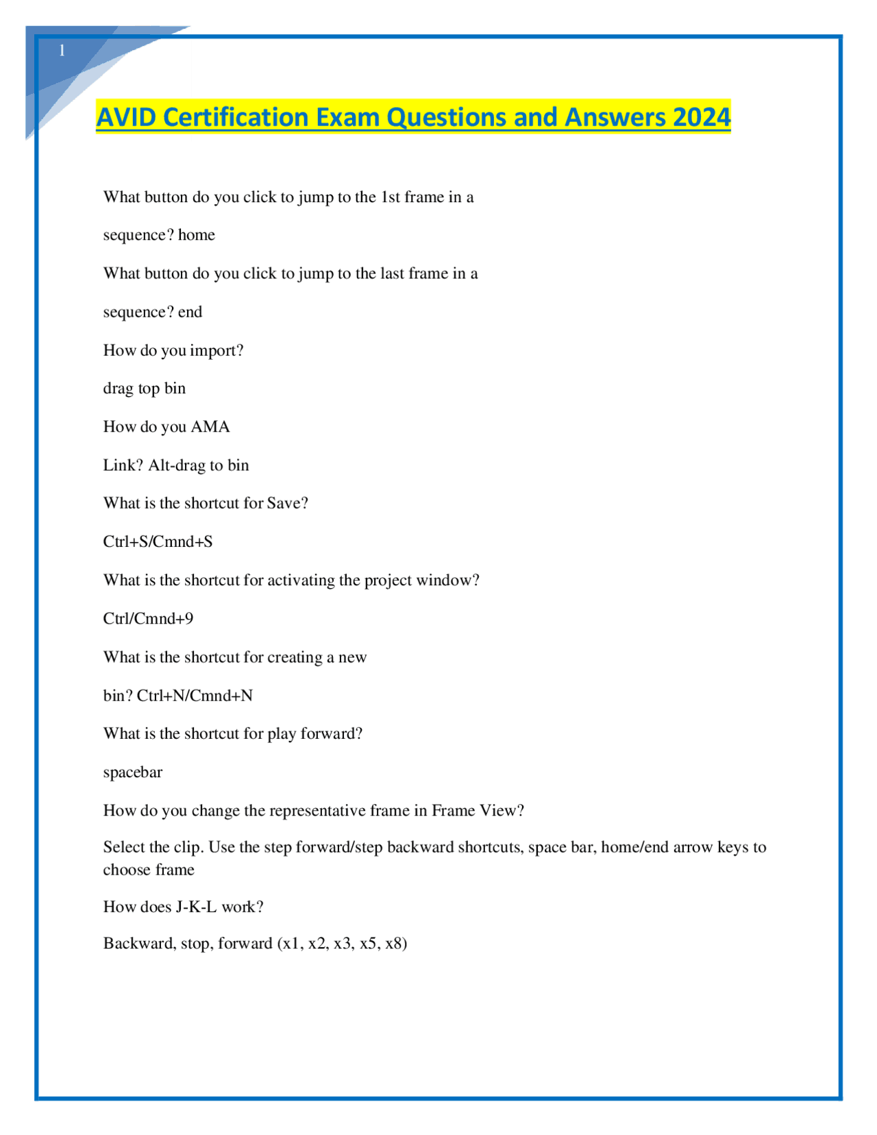 AVID Certification Exam Questions and Answers 2024 | Exams Nursing ...
