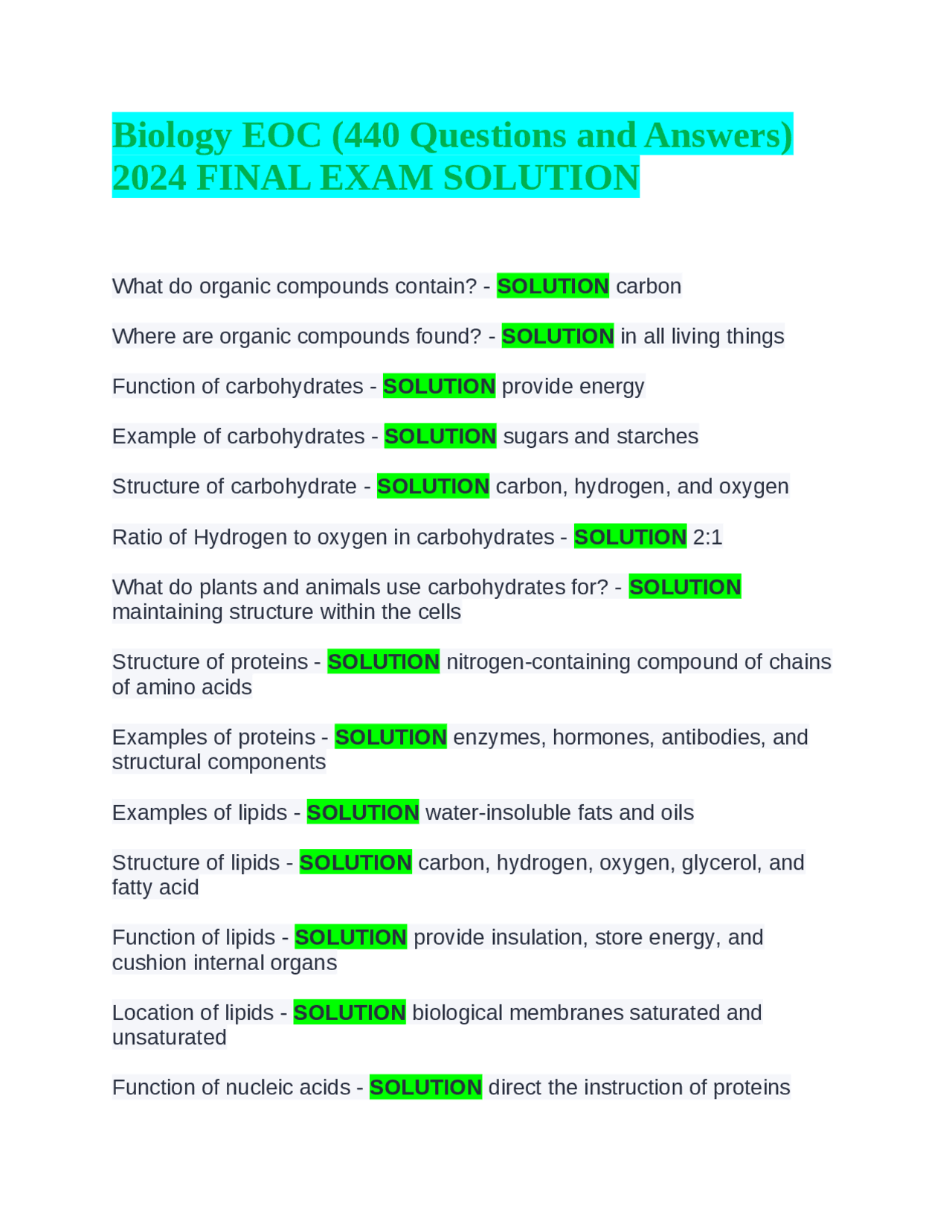 Cell Structure and Function, Genetics, and Evolution of Organisms ...