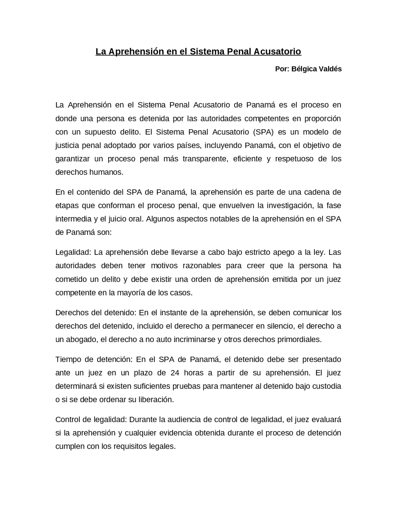 ensayo La Aprehensión en el Sistema Penal Acusatorio | Resúmenes de ...