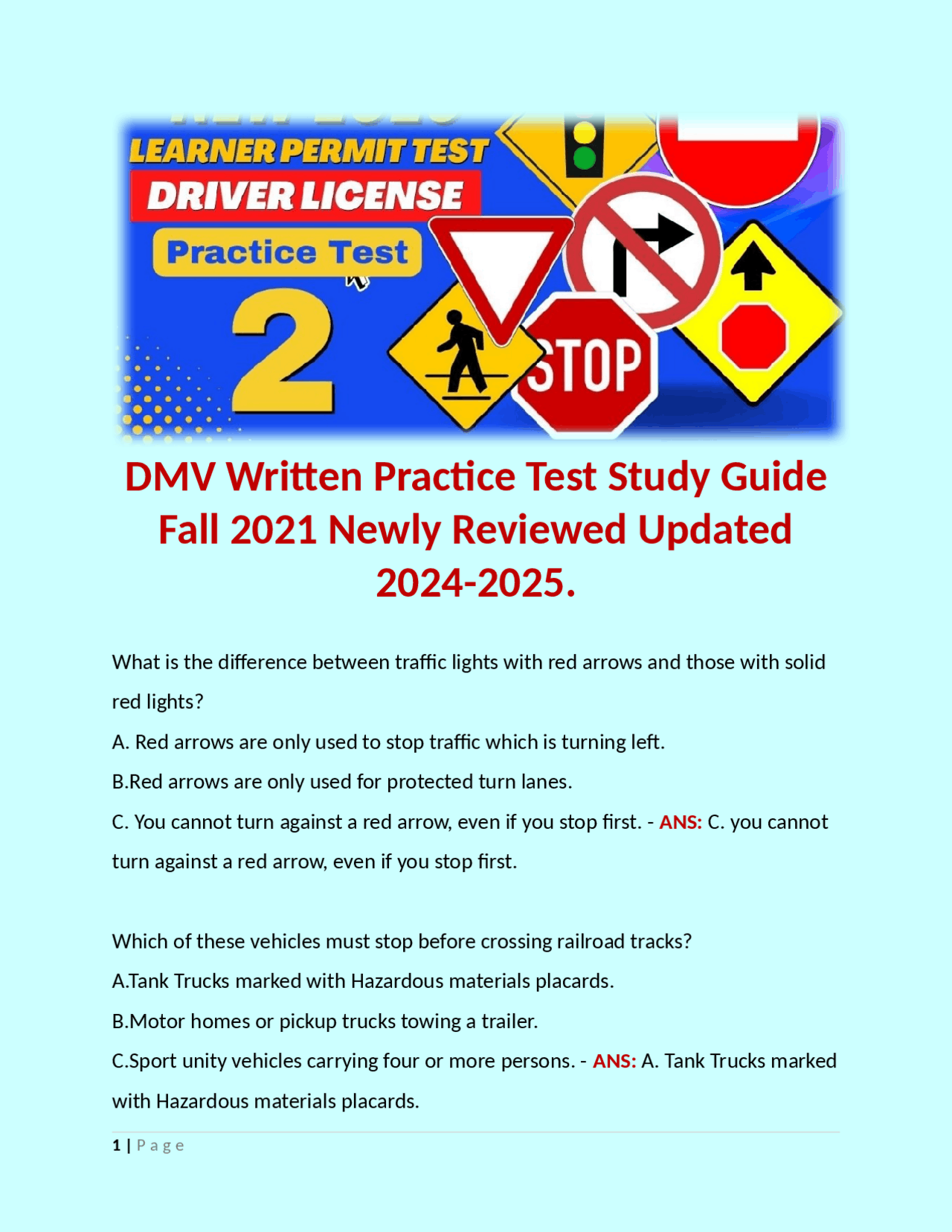 DMV Written Practice Test | Exams European Computer Driving Licence ...