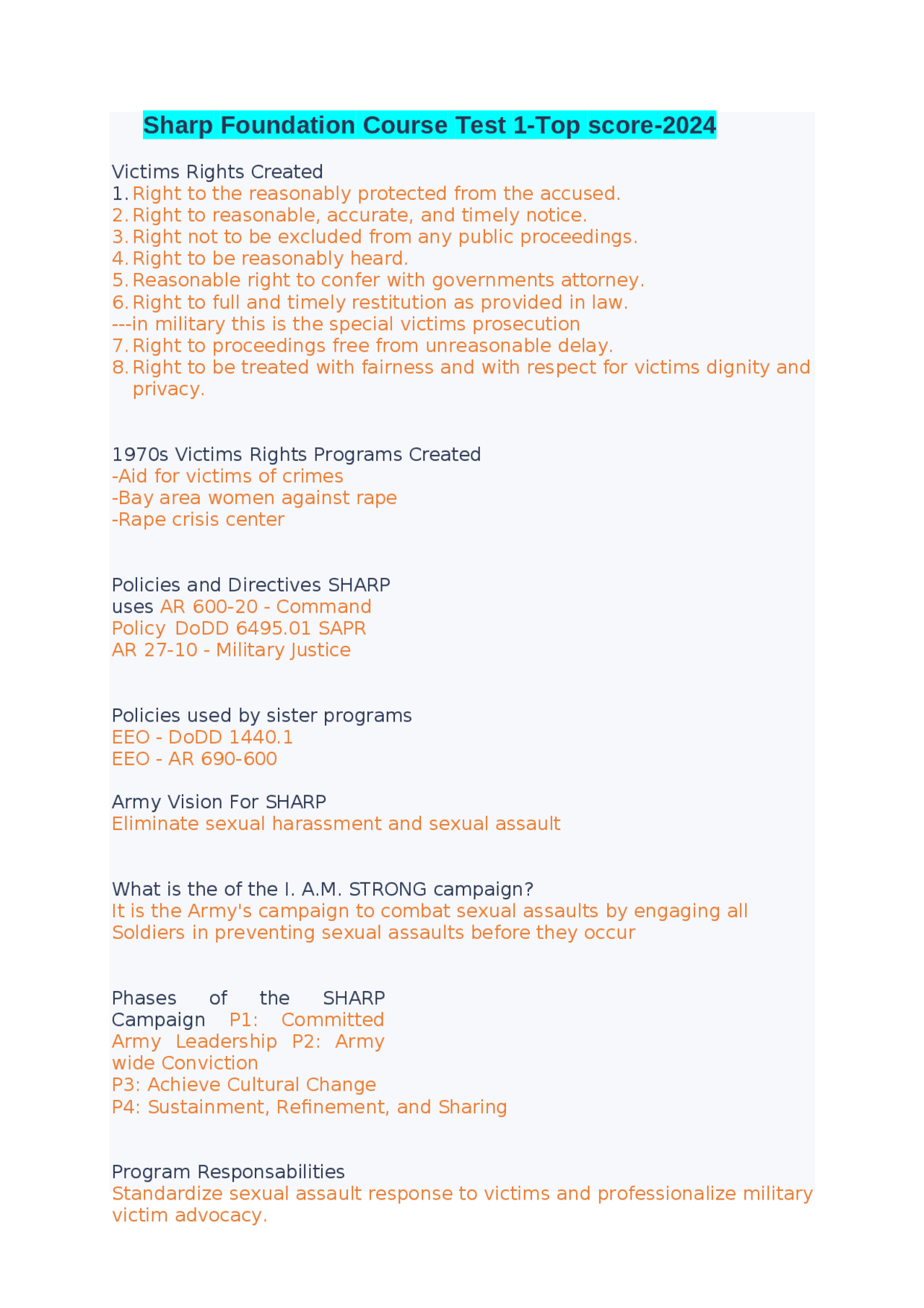 Sharp Foundation Course Test 1-Top score-2024.docx | Exams Advanced ...