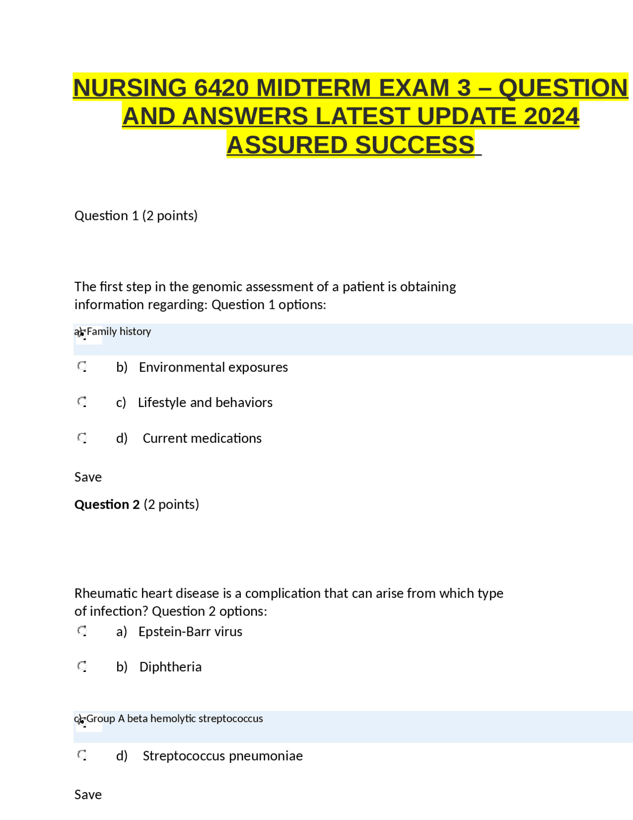 NURSING 6420 MIDTERM EXAM 3 – QUESTION AND ANSWERS LATEST UPDATE 2024 ...