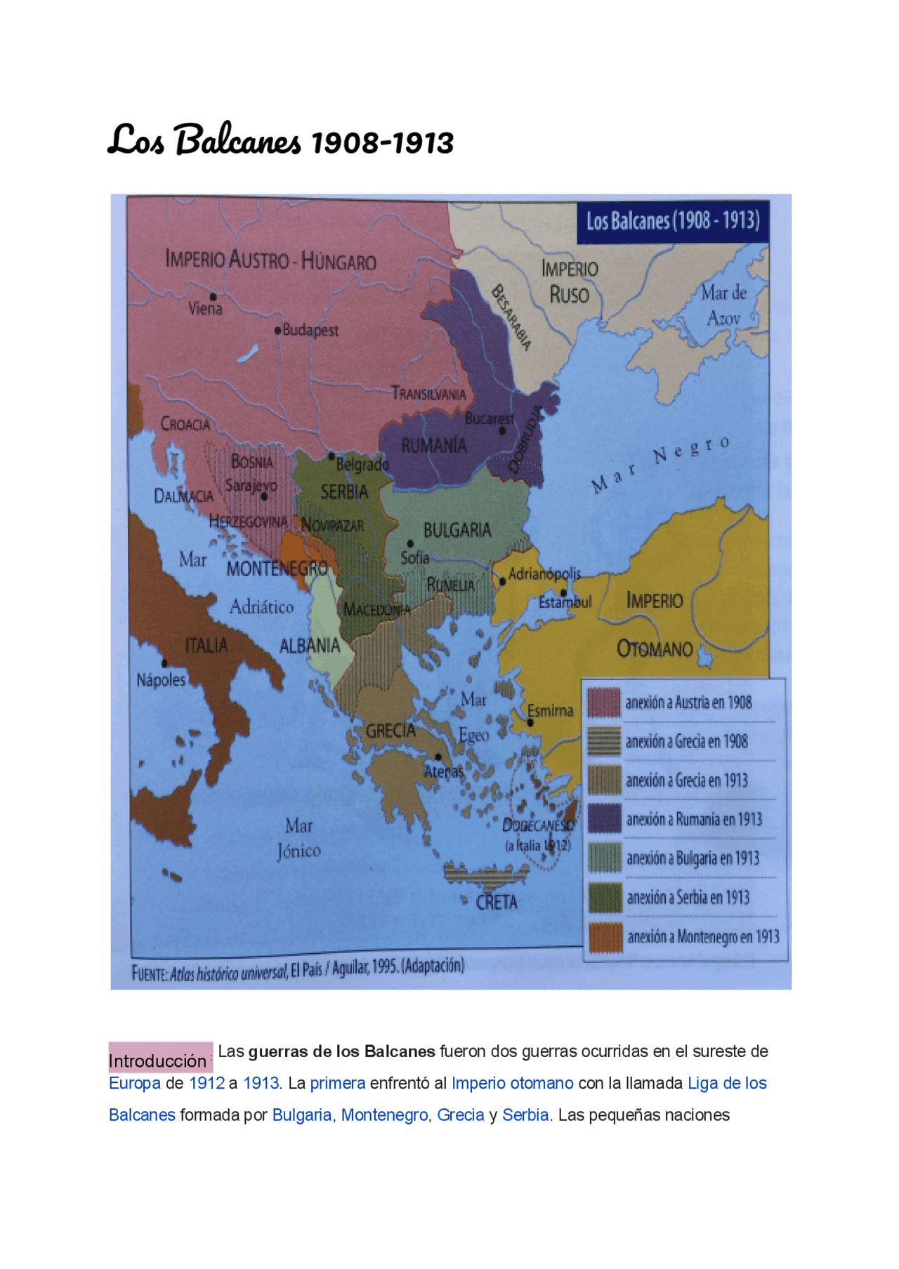 Los balcanes Historia y Geografía | Resúmenes de Historia | Docsity
