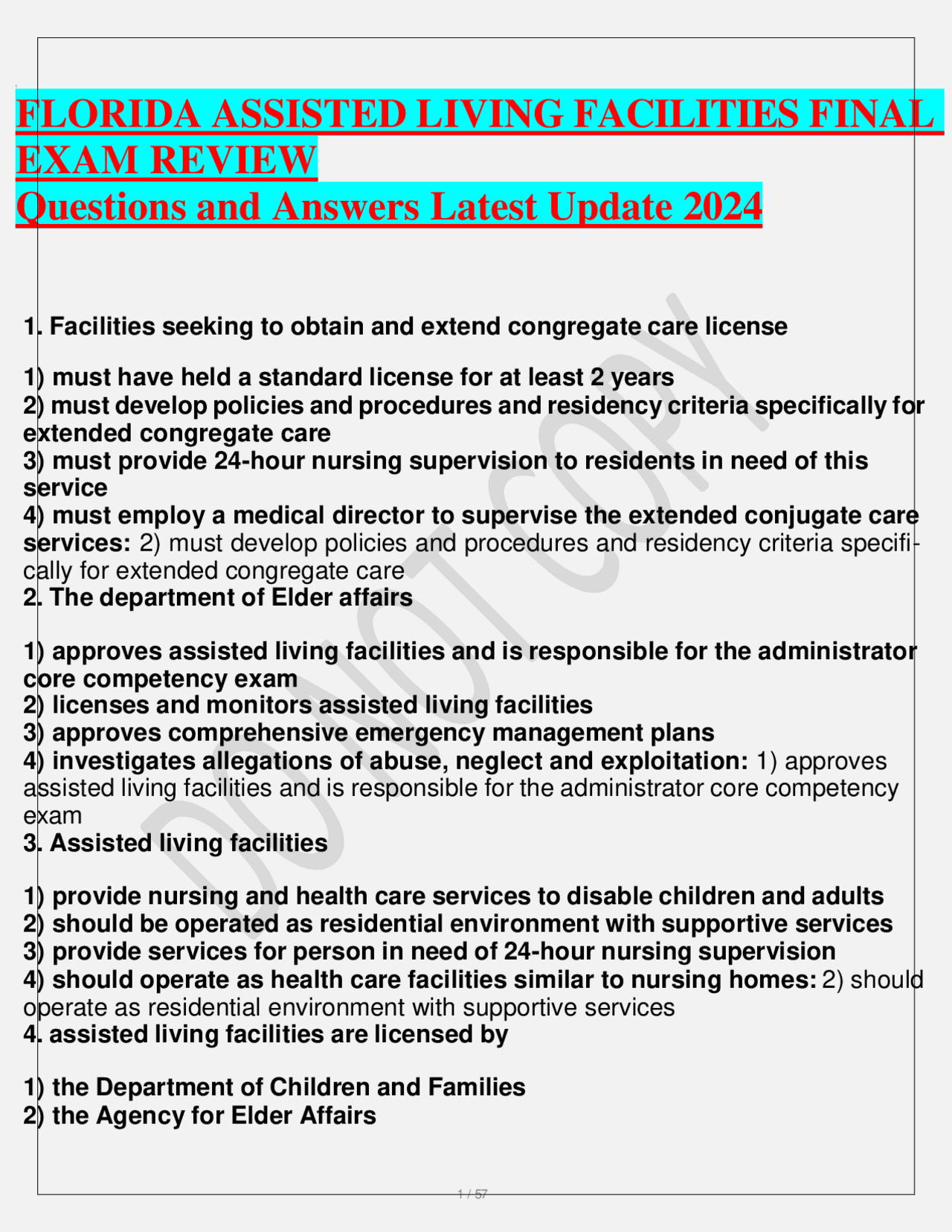 Regulations for Assisted Living Facilities in Florida | Exams Real ...