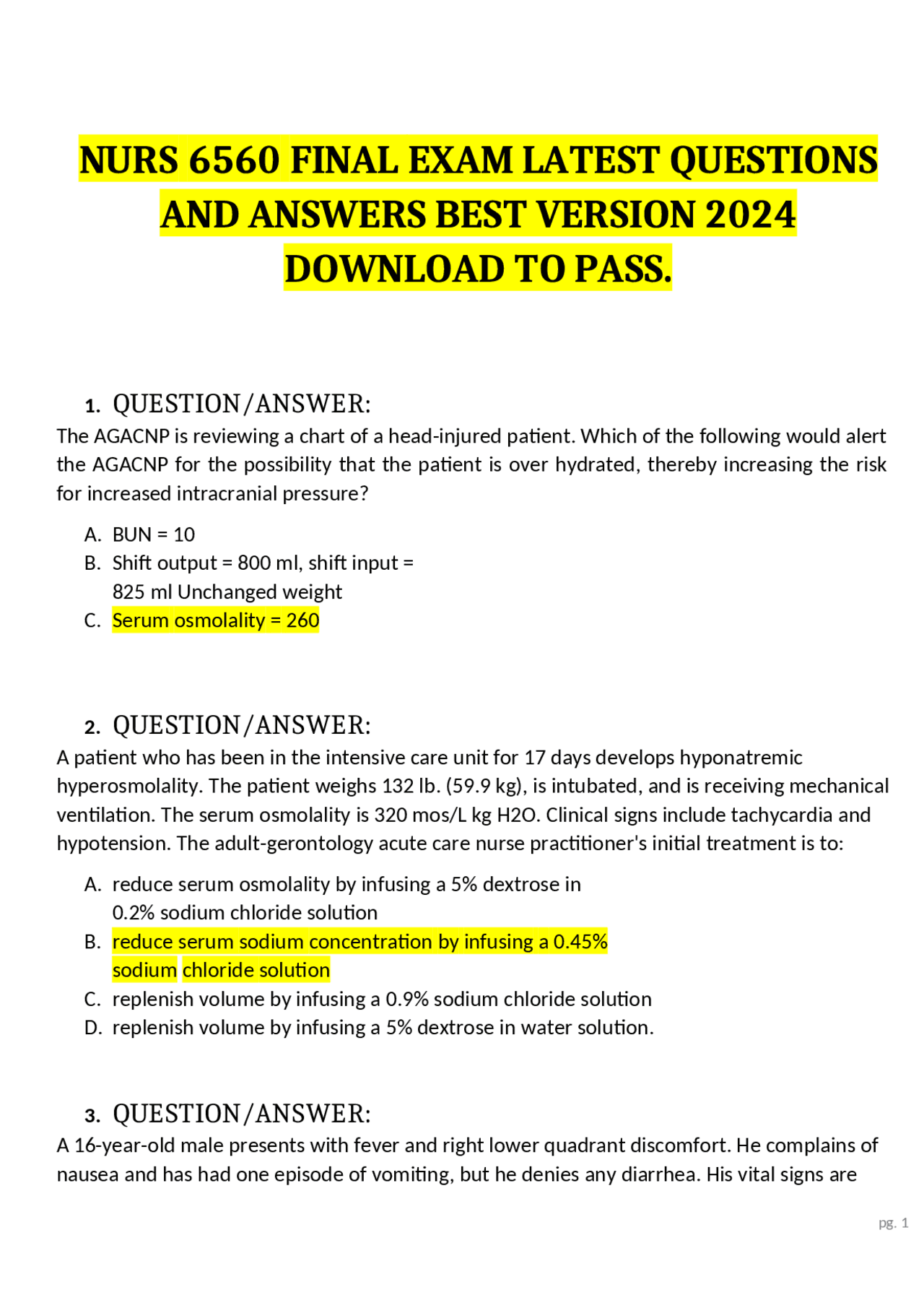 NURS 6560 FINAL EXAM LATEST QUESTIONS AND ANSWERS BEST VERSION 2024 ...