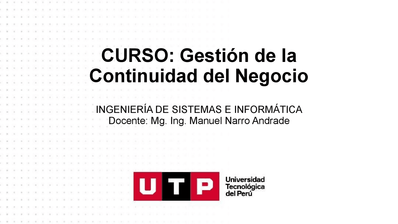 Gestión de la Continuidad del Negocio - Prof. Trujillo | Diapositivas ...