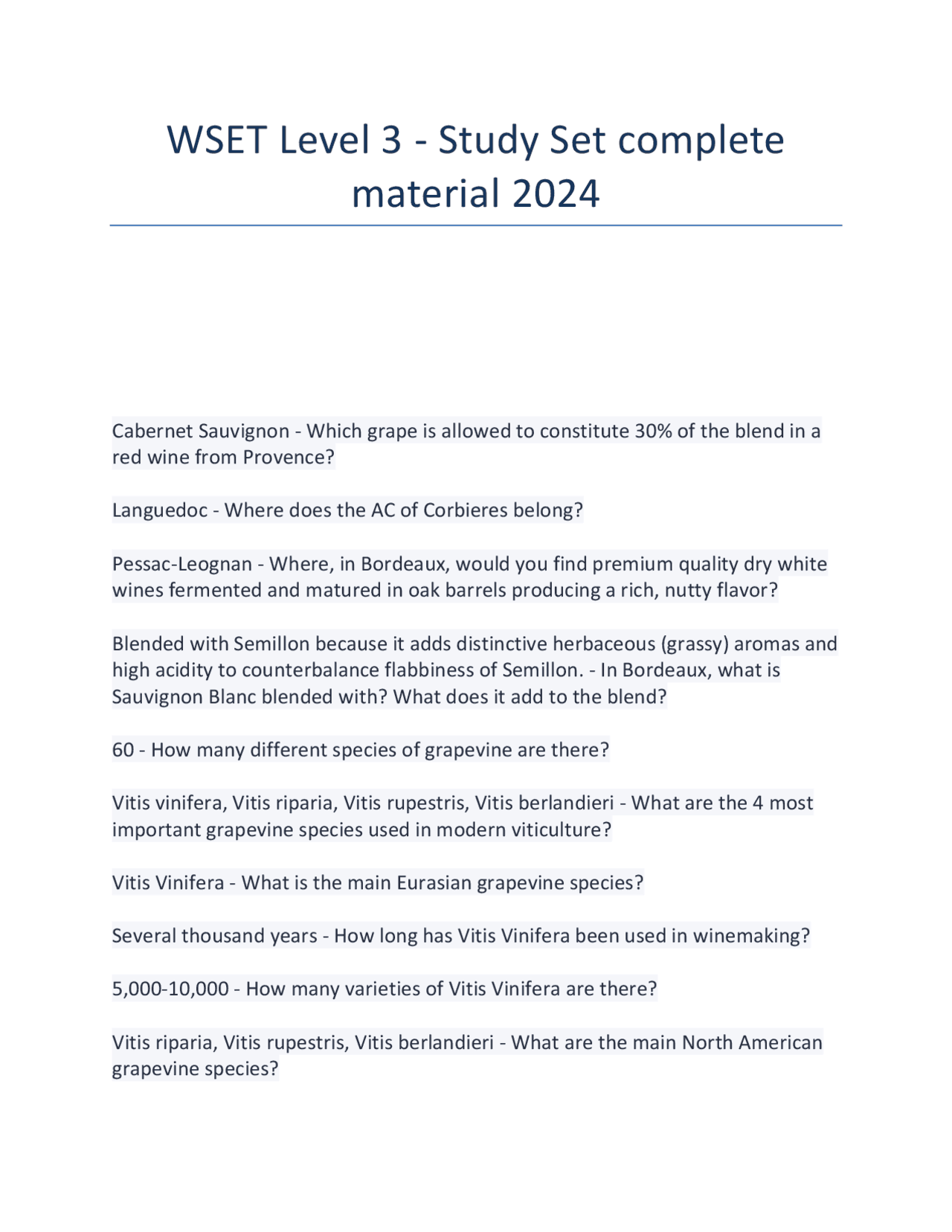 WSET Level 3 - Study Set complete material 2024 | Exams Study of ...