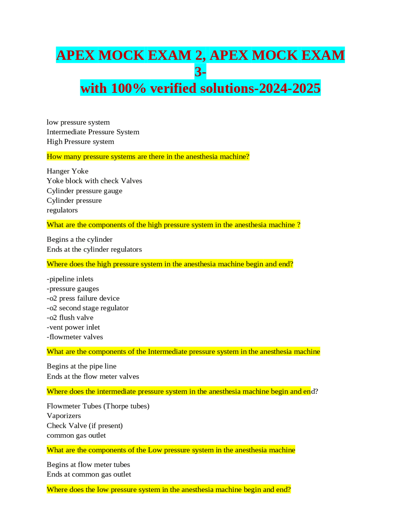 APEX MOCK EXAM 2, APEX MOCK EXAM 3- with 100% verified solutions-2024 ...