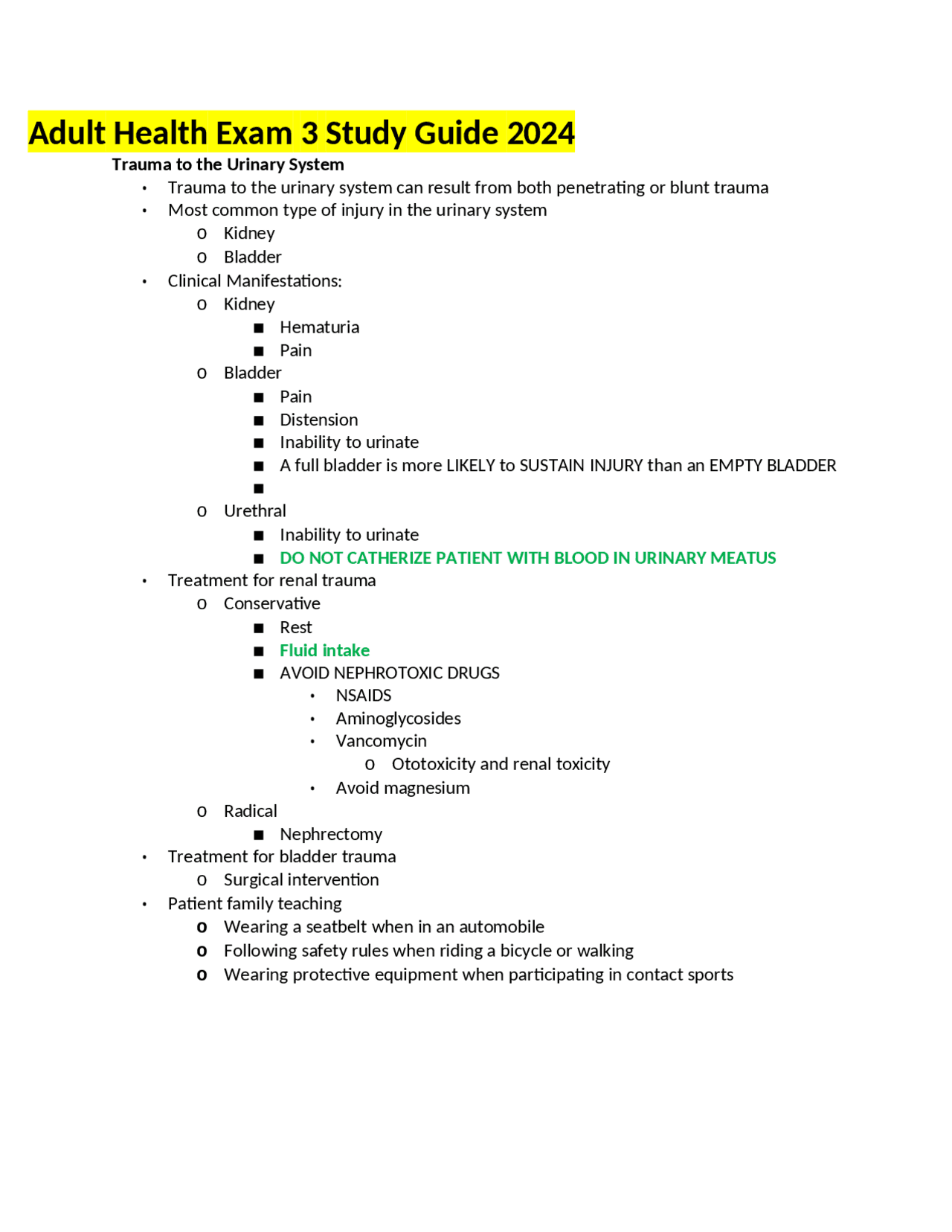 Adult Health Exam 3 Study Guide 2024 | Study Guides, Projects, Research ...