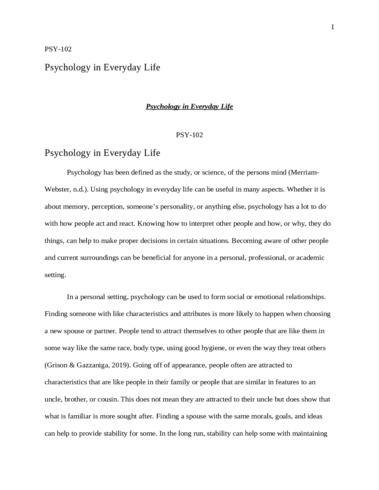 Psy 102 Psychology In Everyday Life Psychology In Everyday Lecture Psy 102 Psychology In Everyday Life Psychology In Everyday Lecture