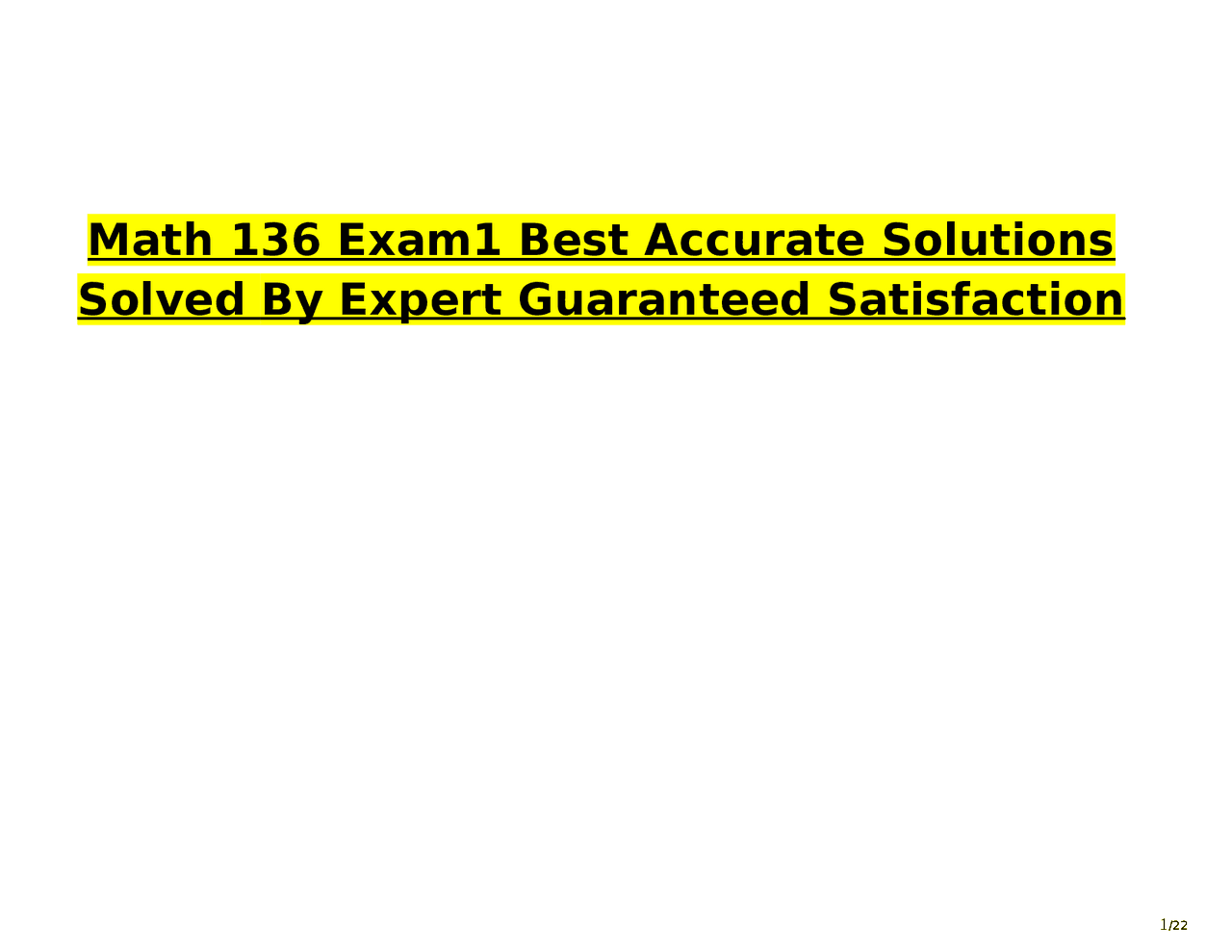 Math 136 Exam1 Best Accurate Solutions Solved By Expert Guaranteed ...