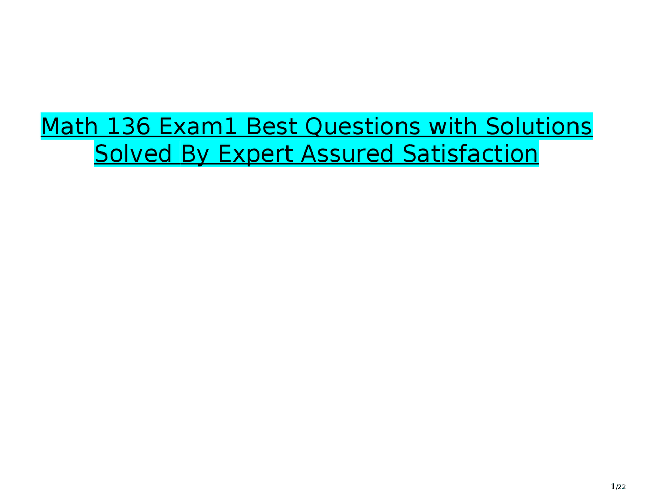 Math 136 Exam1 Best Questions with Solutions Solved By Expert Assured ...