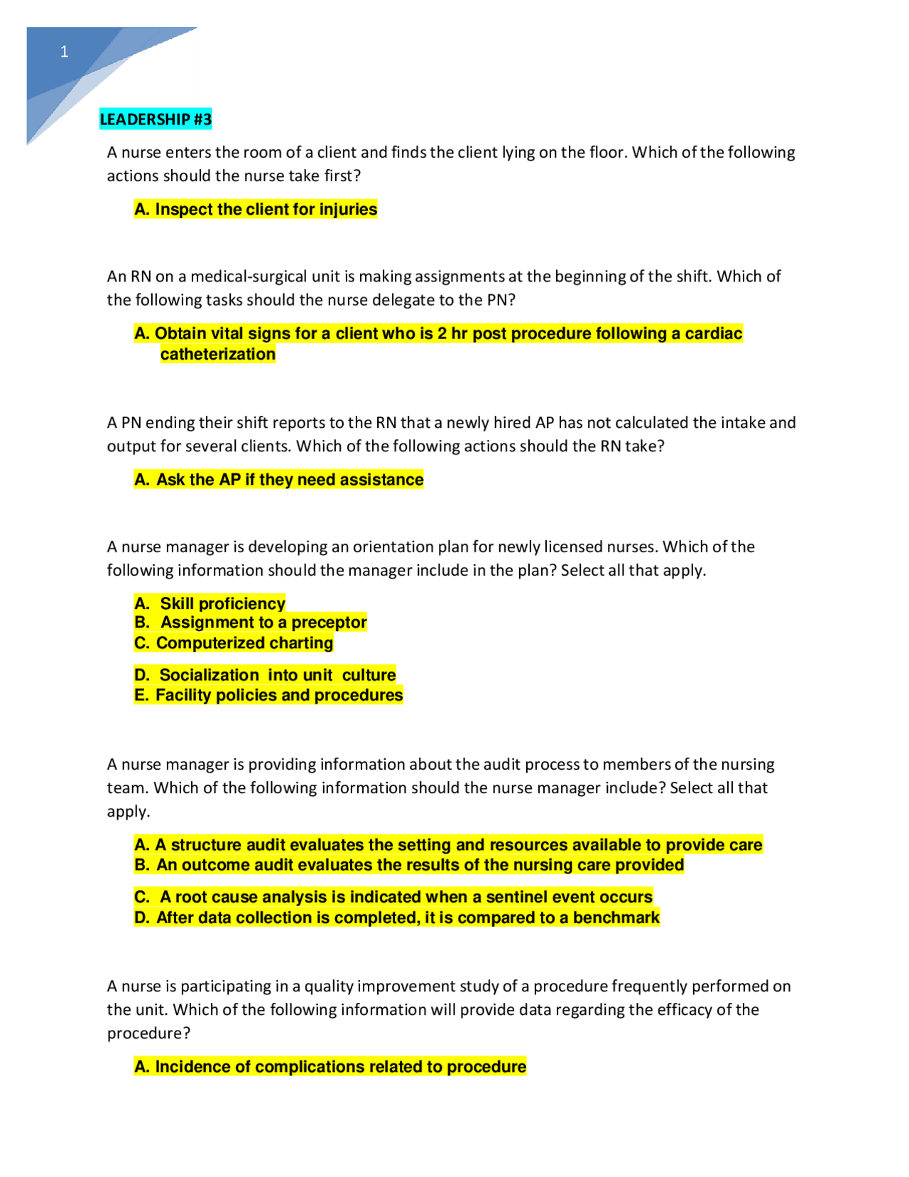 NR 222 final exam testbank (Download for an A) | Exams Nursing | Docsity