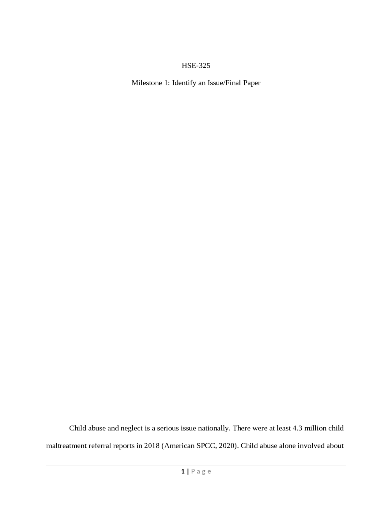 HSE-325 Milestone 1: Identify an Issue/Final Paper Chil | Lecture notes ...