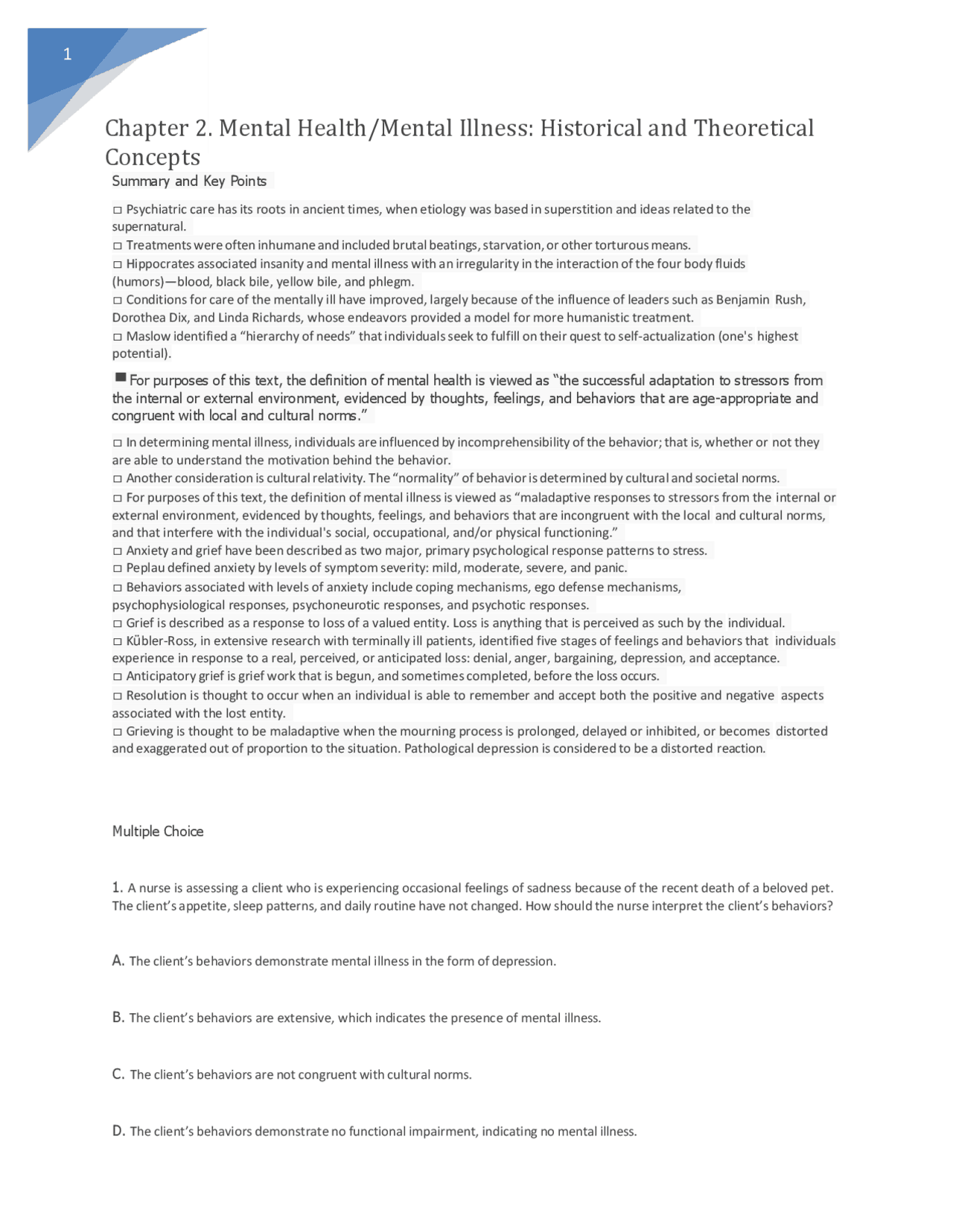 Exam NURSING 326 MentalStudyTest1( LATEST) | Exams Nursing | Docsity