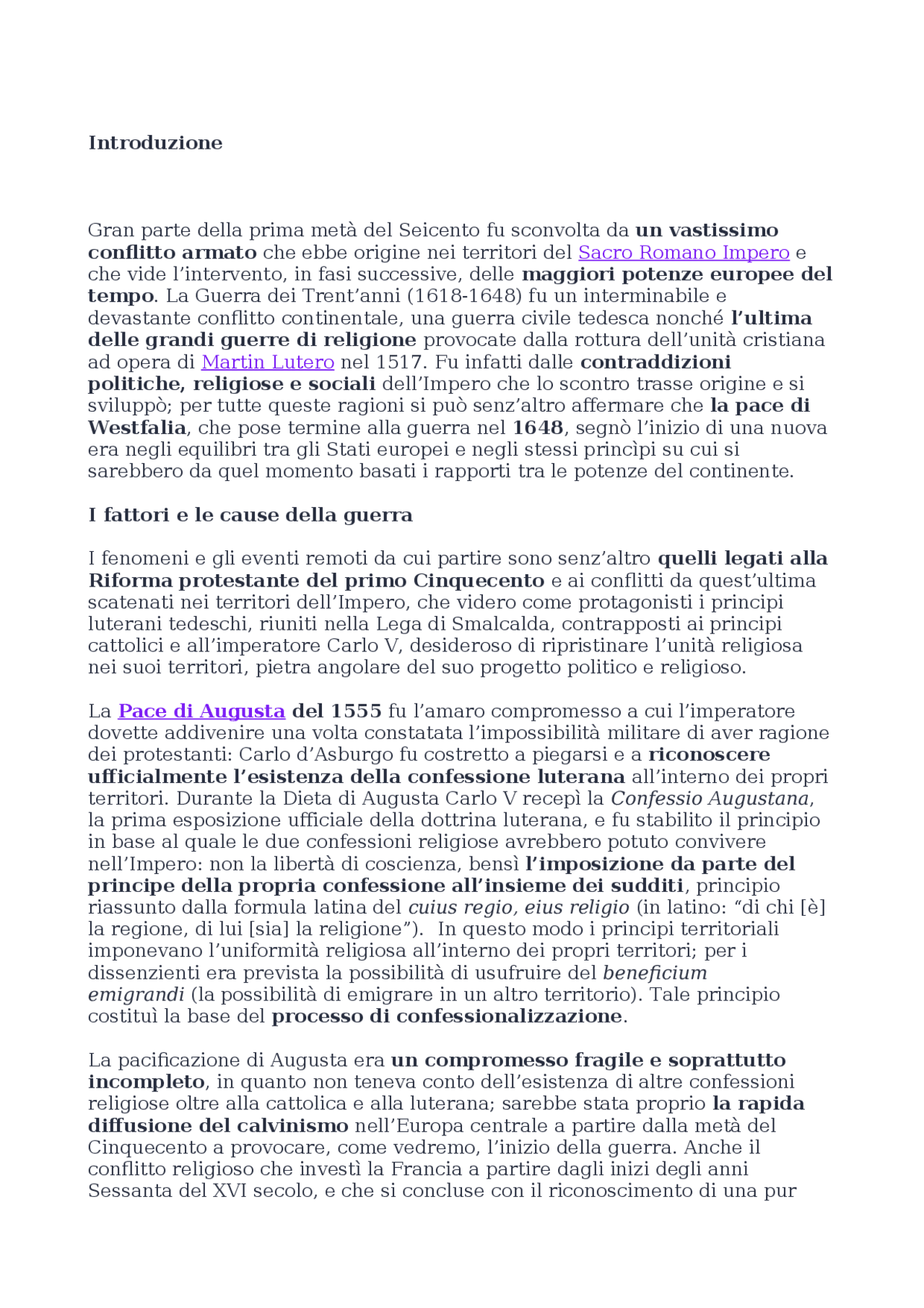 La Guerra dei Trent'anni e la Pace di Westfalia | Schemi e mappe ...