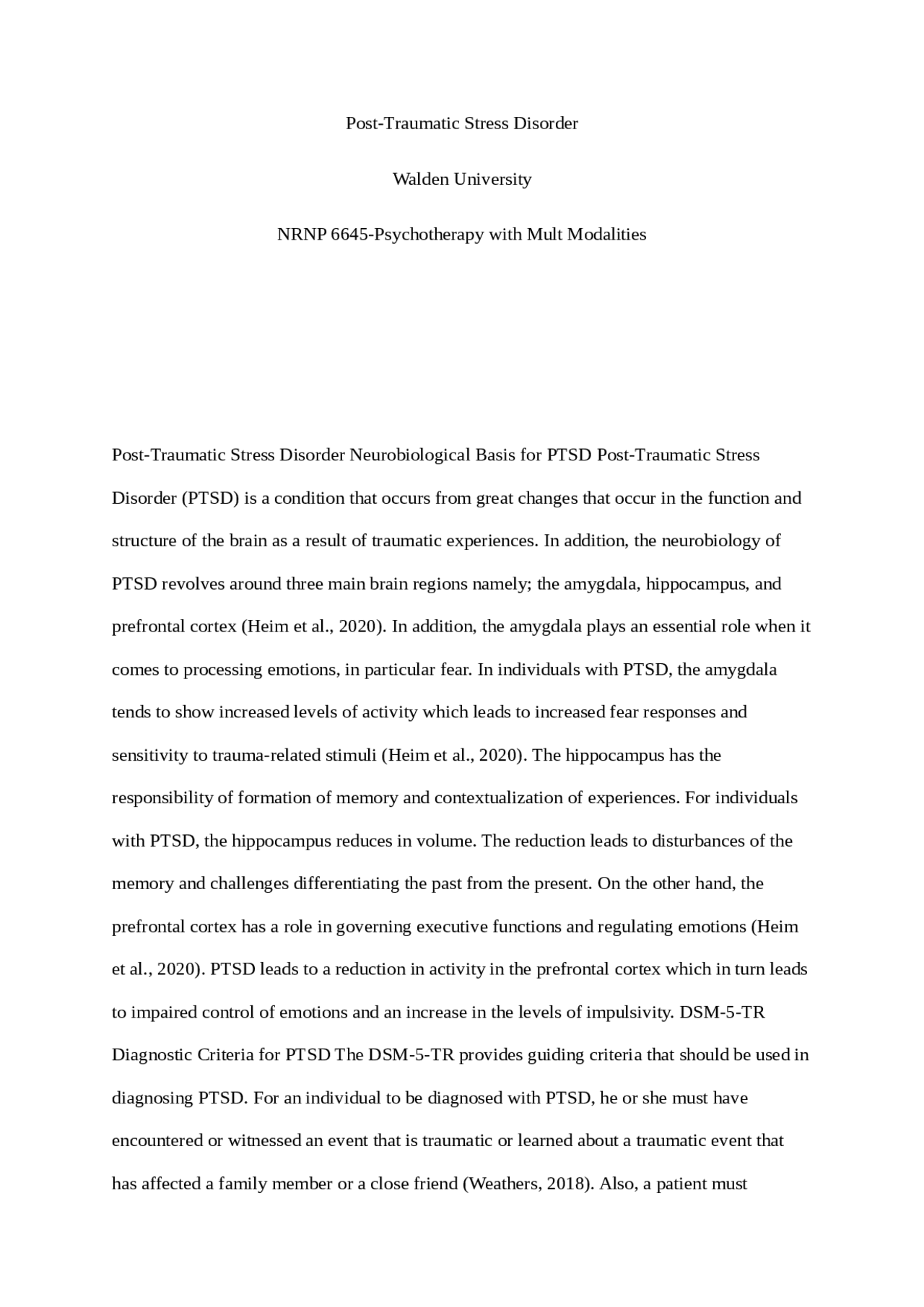 Neurobiological Basis of Post-Traumatic Stress Disorder | Lecture notes ...