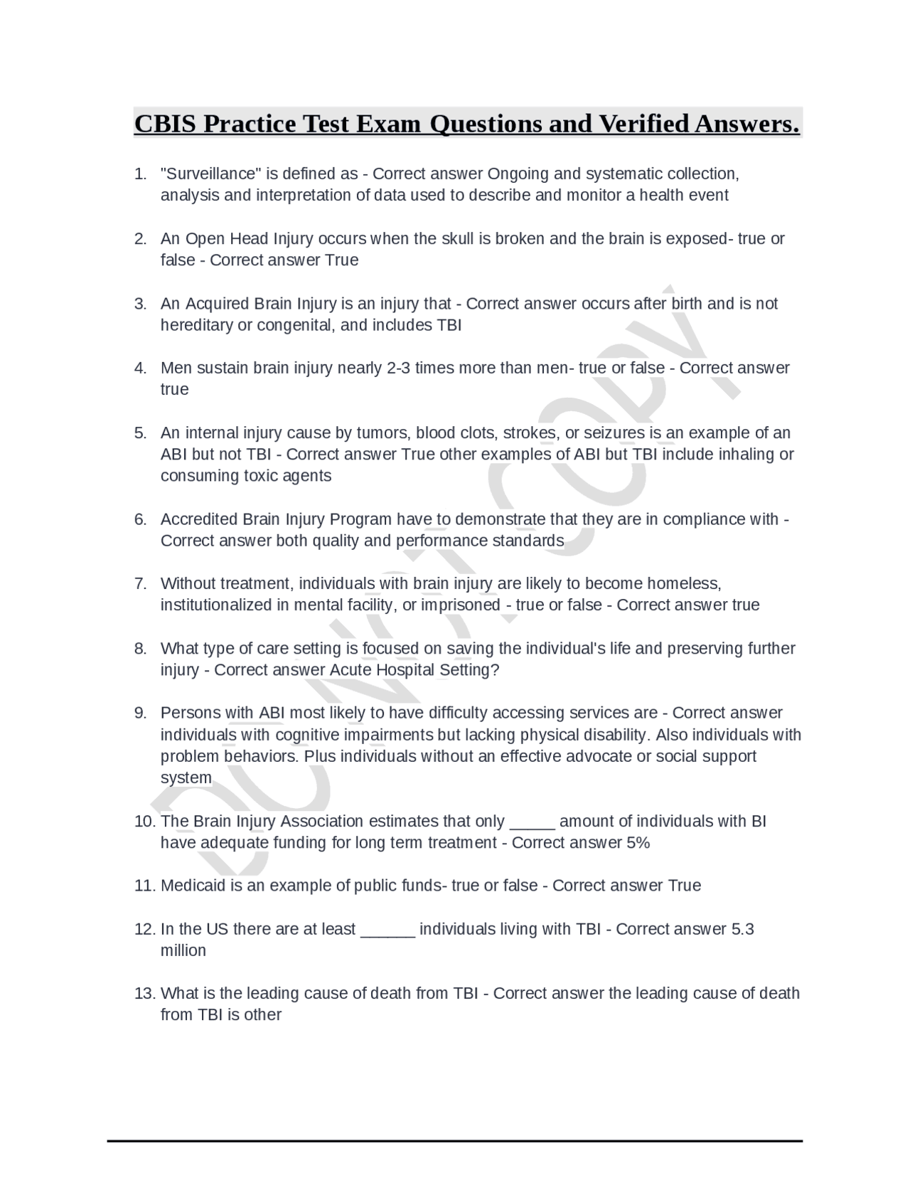 CBIS Practice Test Exam Questions and Verified Answers. | Exams ...