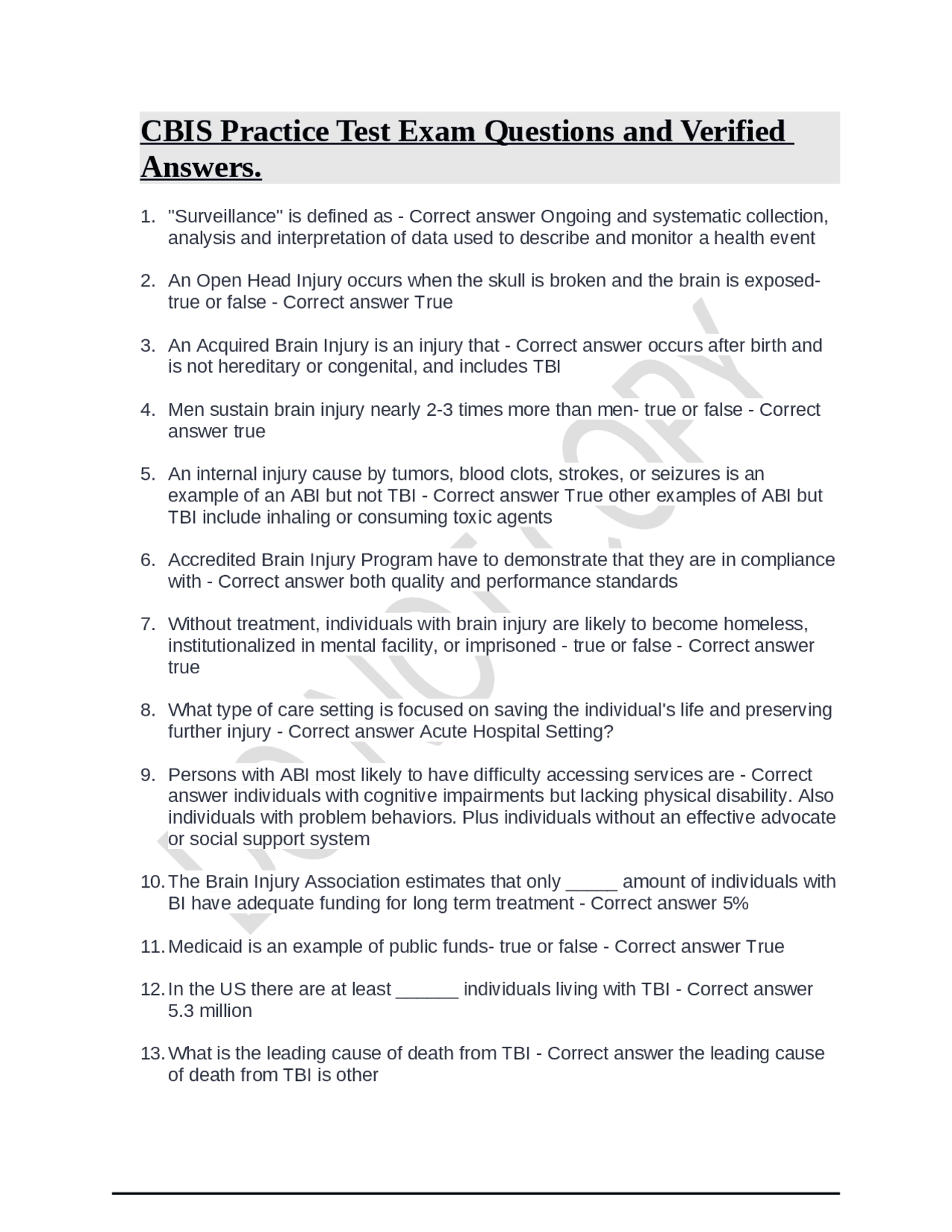 CBIS Practice Test Exam Questions and Verified Answers. | Exams ...