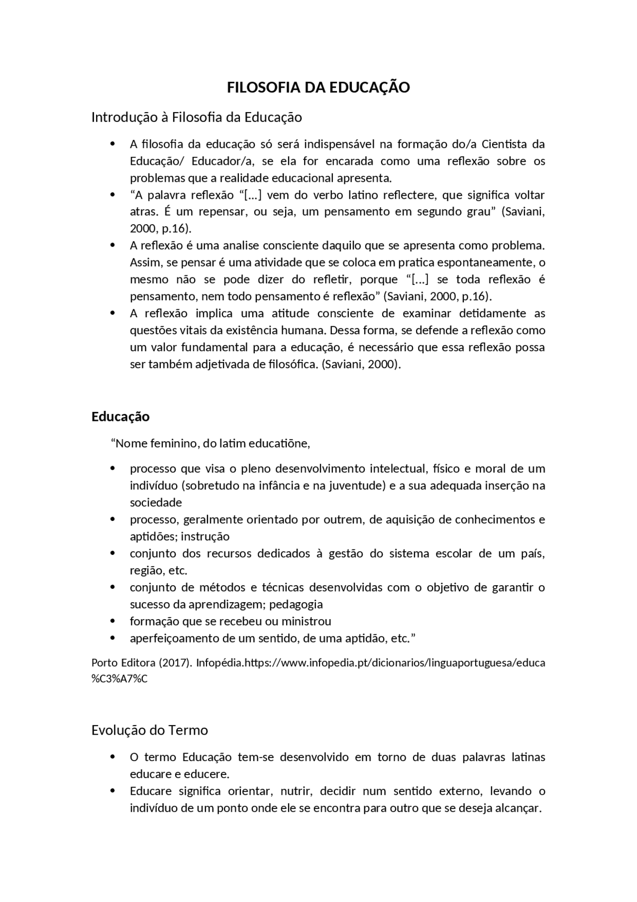 Resumo Filosofia da Educação | Esquemas Filosofia | Docsity