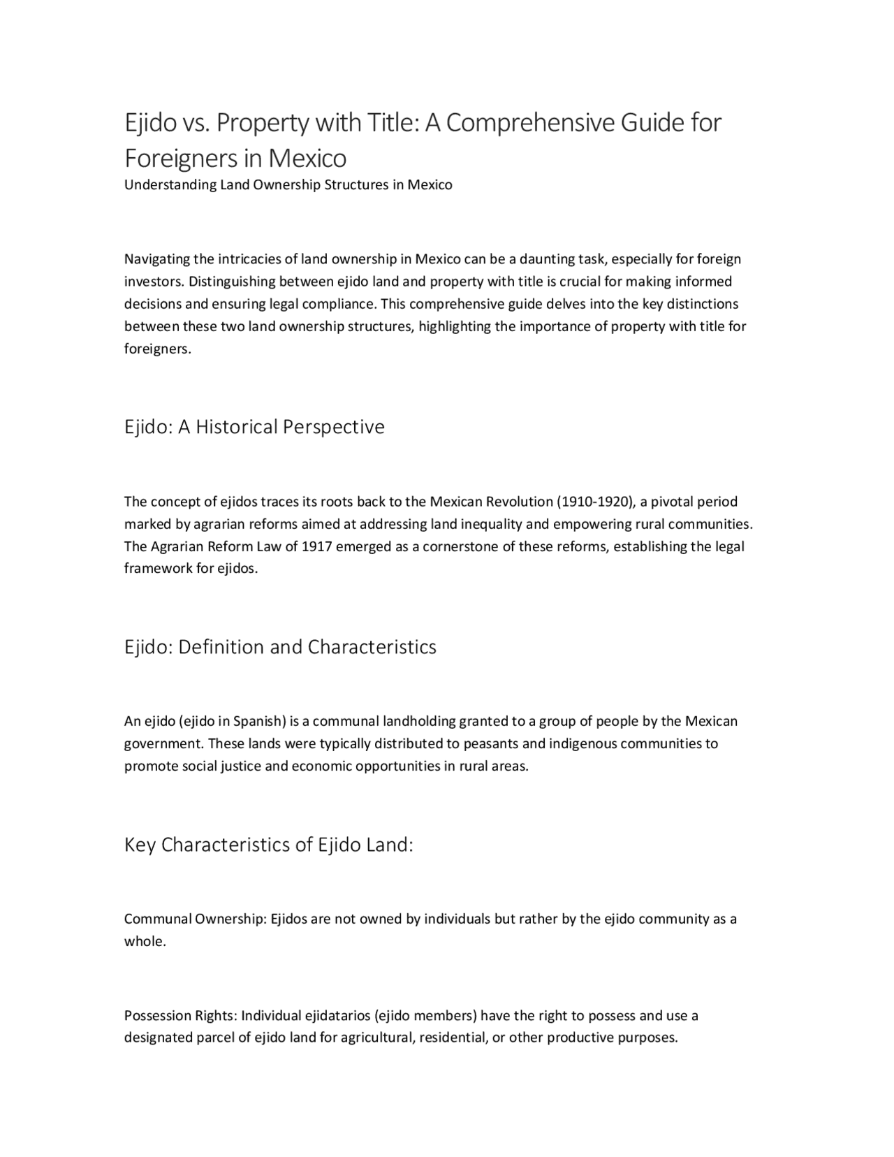 Navigating Land Ownership in Mexico A Guide for Foreigners Resúmenes