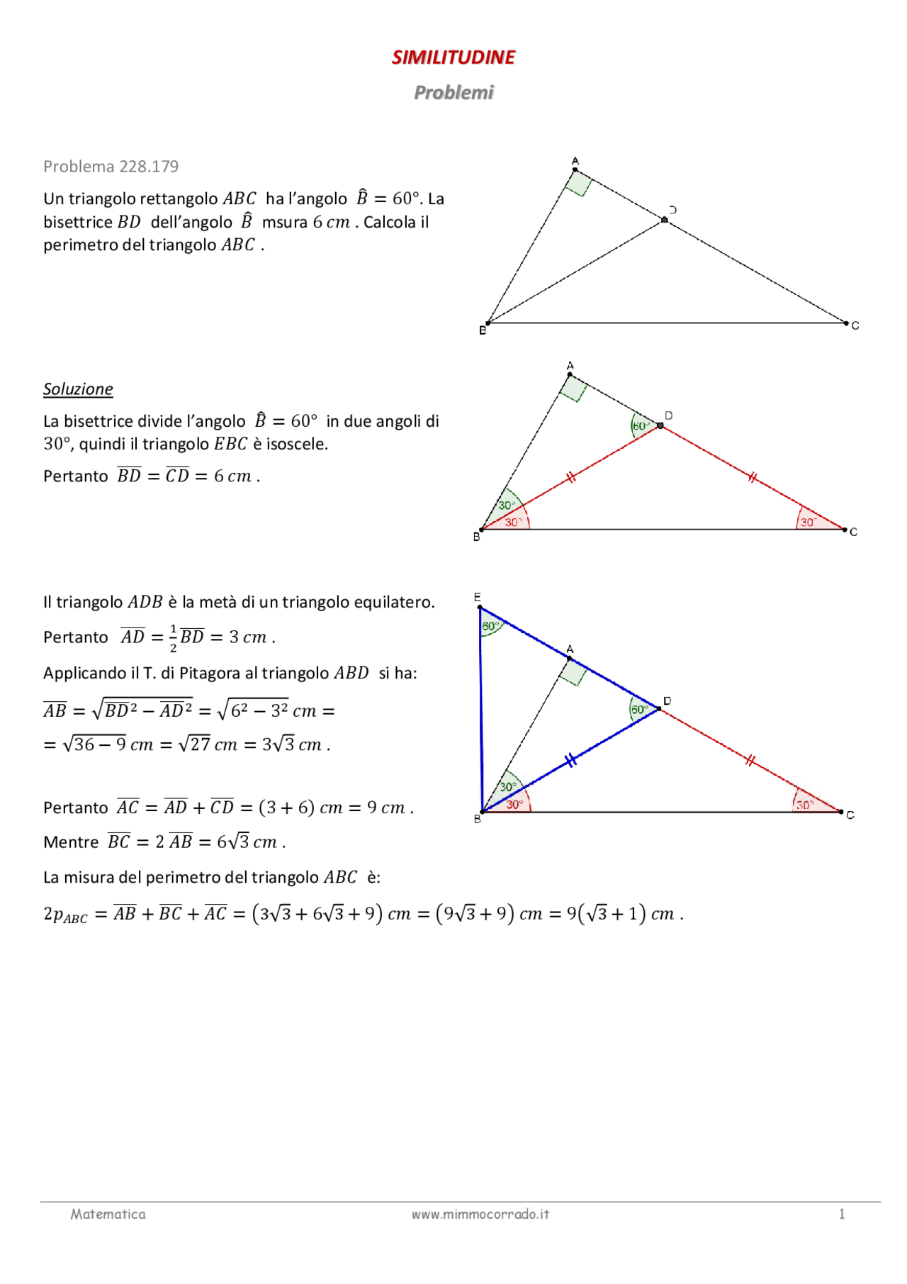 risolvi problemi di geometria 2 media gratis