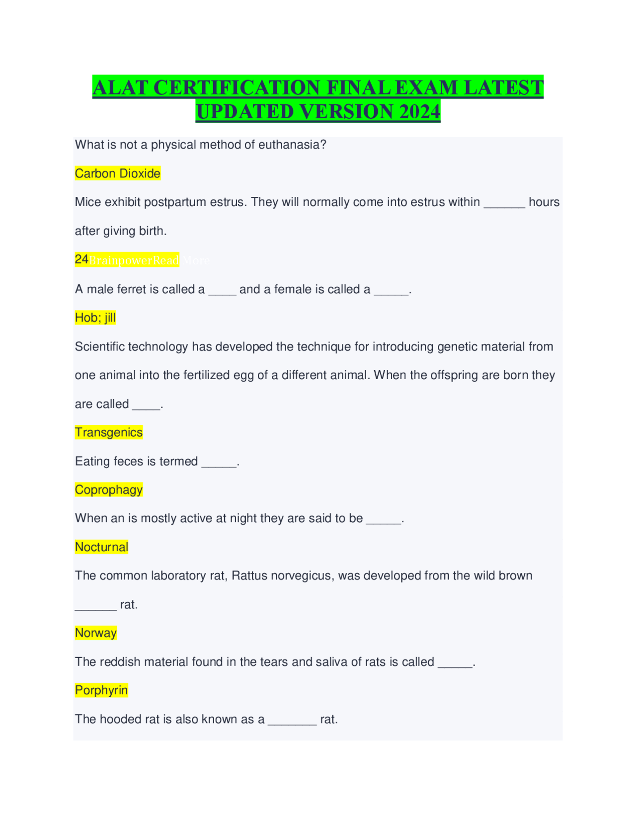 ALAT CERTIFICATION FINAL EXAM LATEST UPDATED VERSION 2024 Study ALAT CERTIFICATION FINAL EXAM LATEST UPDATED VERSION 2024 Study