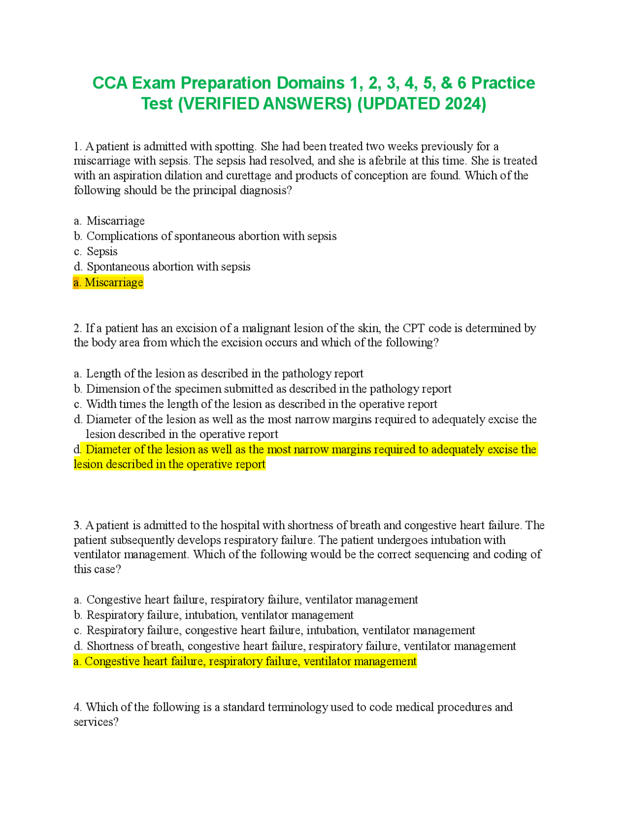 Medical Coding Compliance and Procedures | Exams Nursing | Docsity