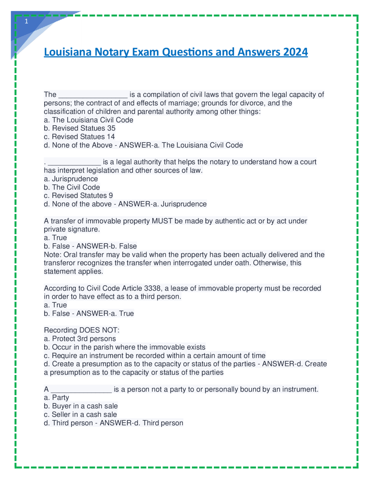 LOUISIANA NOTARY SAMPLE QUESTIONS visual data 6