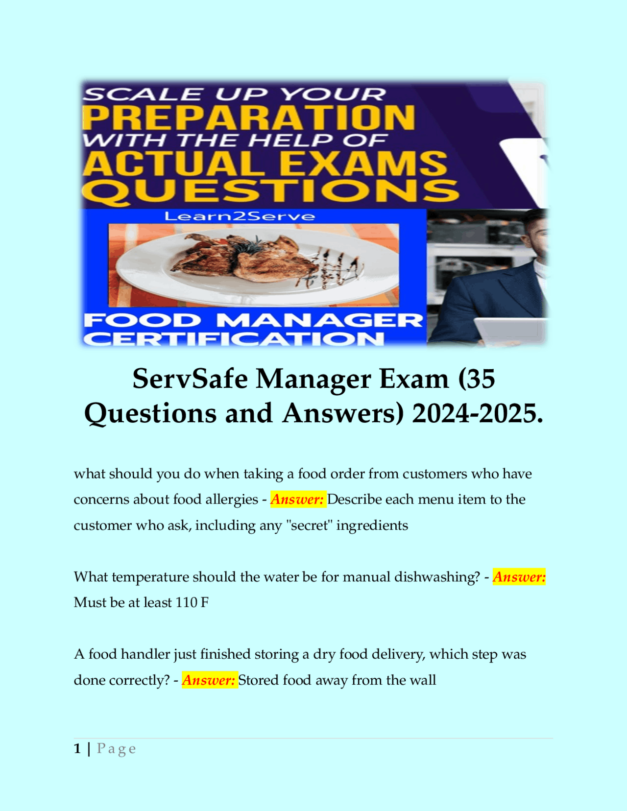 Servsafe Manager Test Quizlet - 25n17us