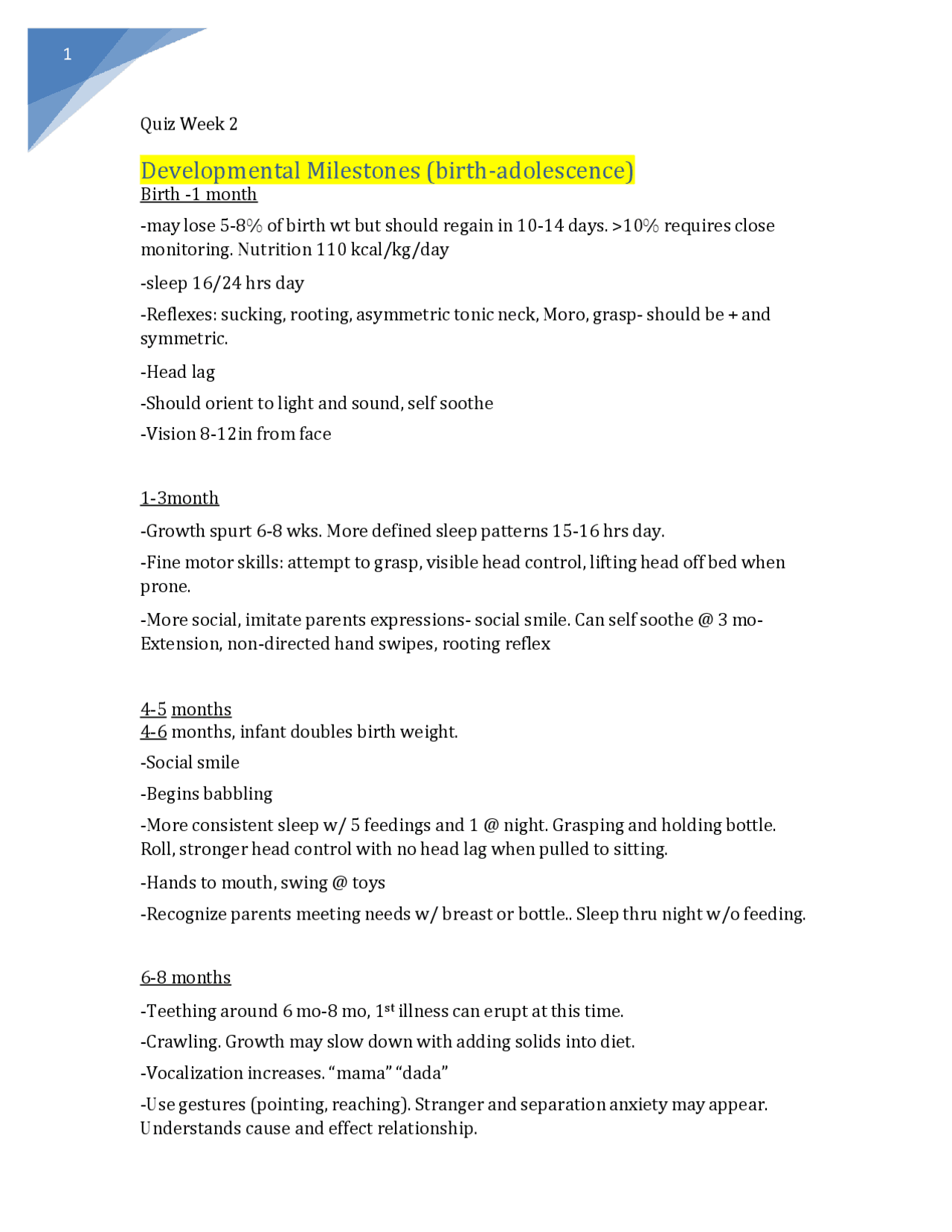 Exam NR 602 Peds Quizzes study guide Already graded A+ | Exams Nursing ...