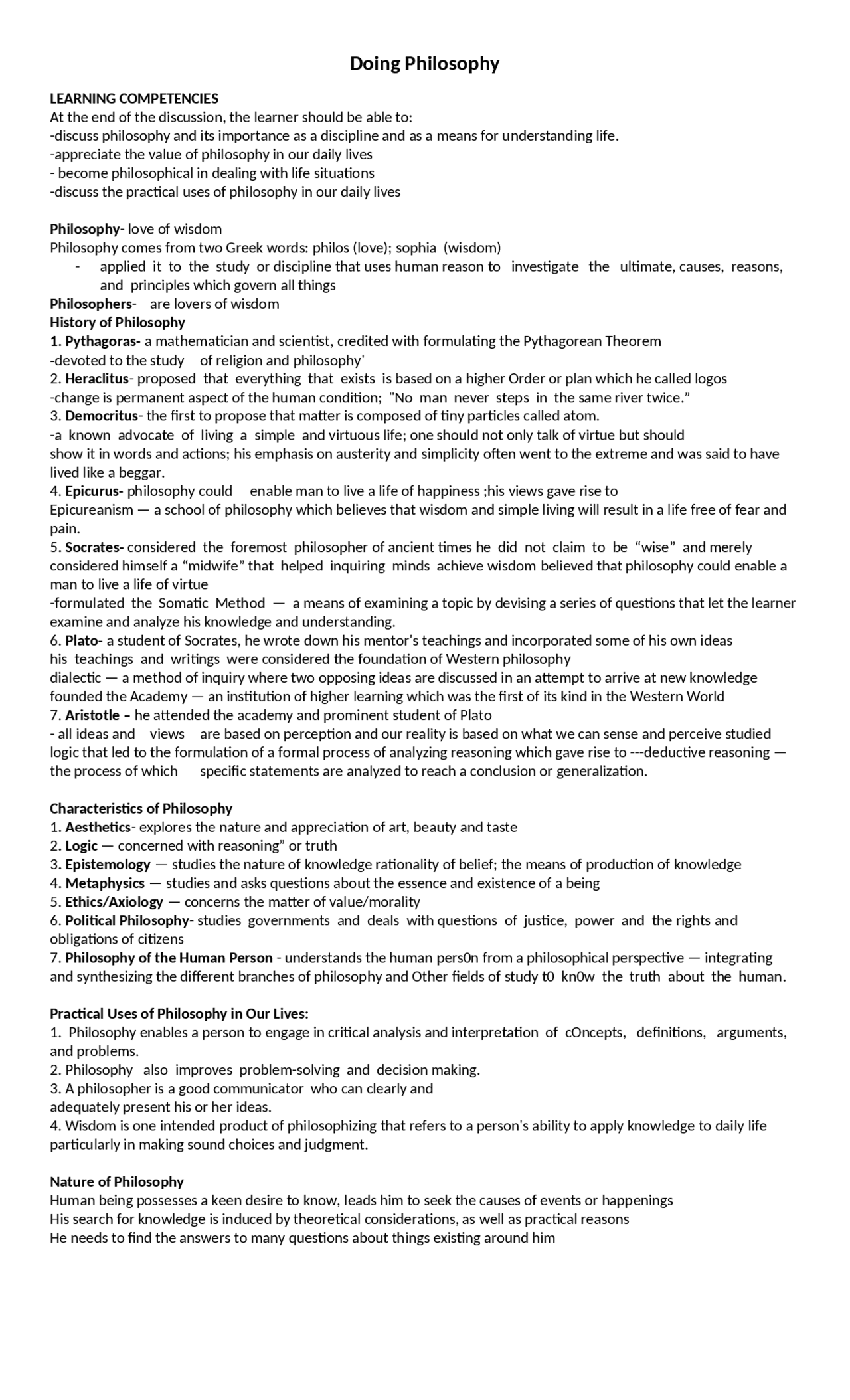 Introduction to philosophy of the human person lesson 1 | Study notes ...