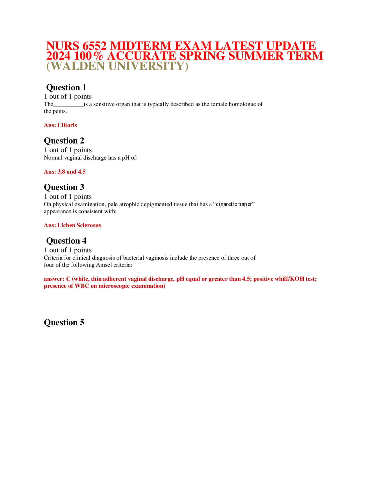 NURS 6552 MIDTERM EXAM LATEST UPDATE 2024 100% ACCURATE SPRING SUMMER ...