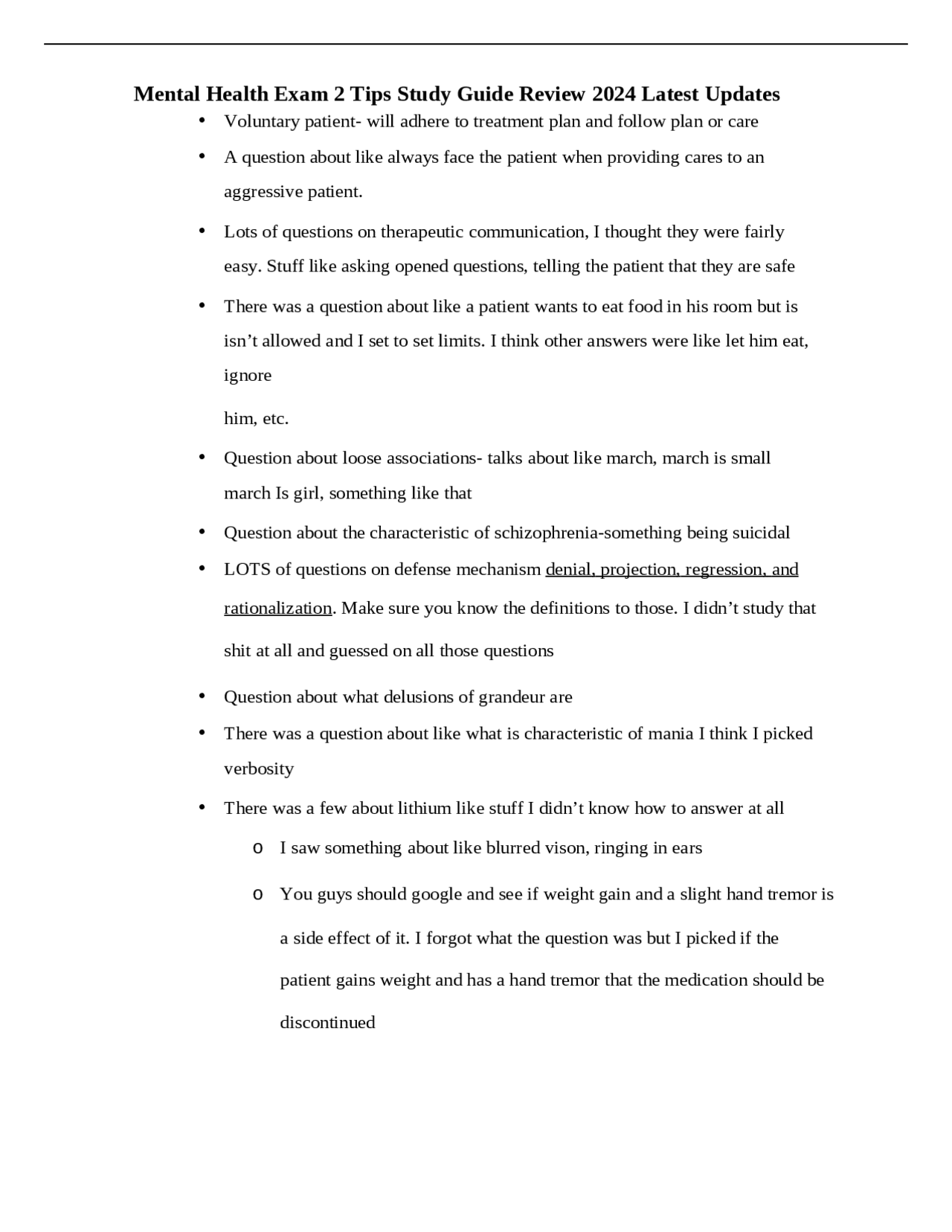 Mental Health Exam 2 Study Guide 2024 | Study Guides, Projects ...