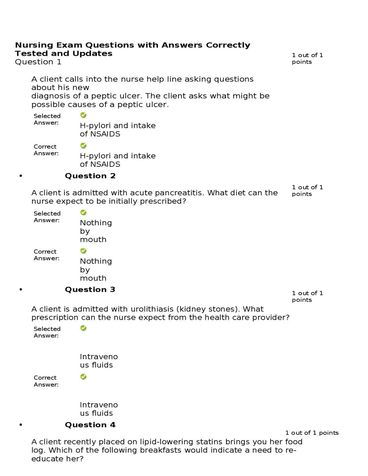 Nursing Exam Questions with Answers Correctly Tested and Updates ...