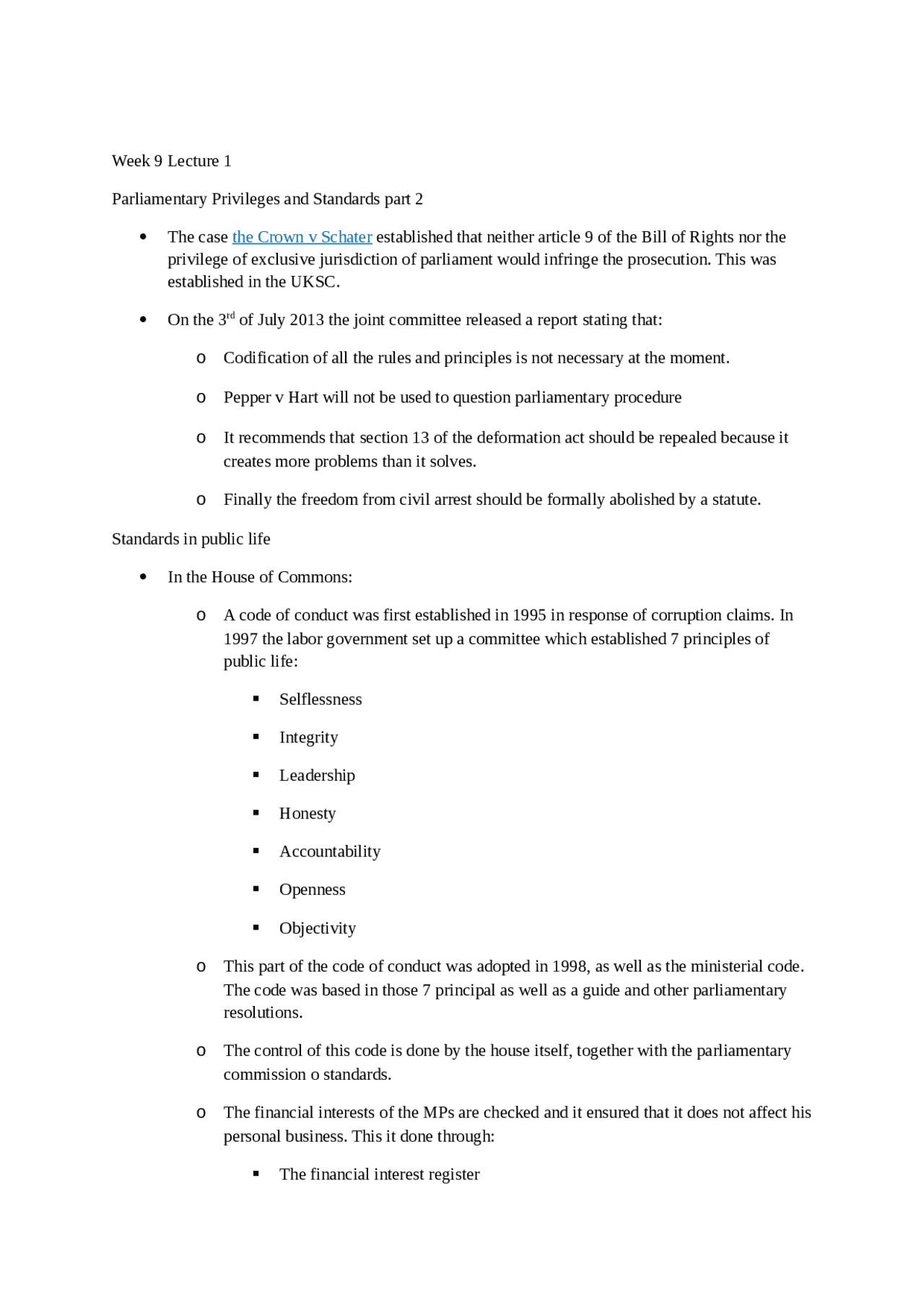 LAWS08123 Public Law of UK and Scotland Summary Notes Week 9 Lecture ...