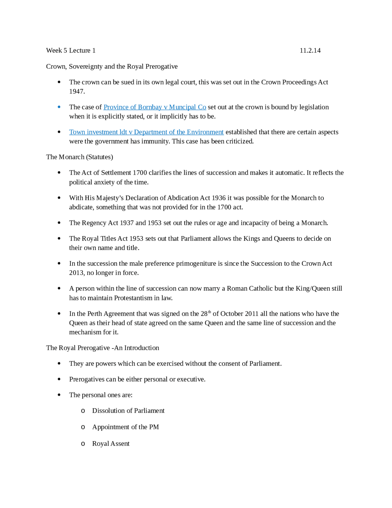 LAWS08123 Public Law of UK and Scotland Summary Notes Week 5 Lecture ...