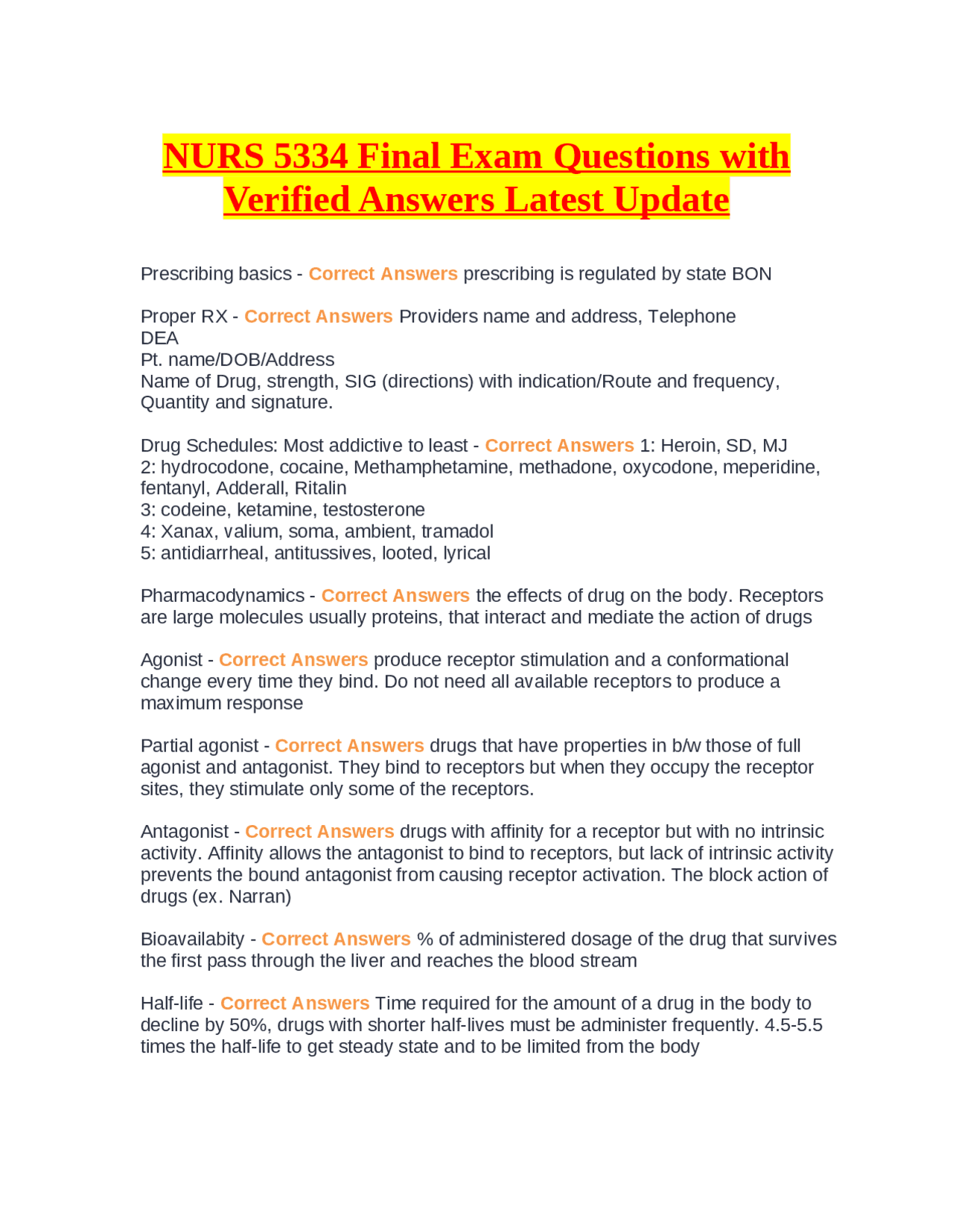 NURS 5334 Final Exam Questions with Verified Answers Latest Update ...