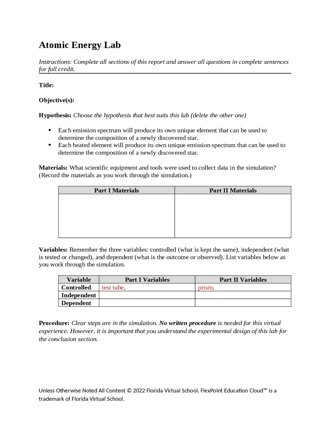 How to do the atomic lab for chemisty | Cheat Sheet Chemistry | Docsity
