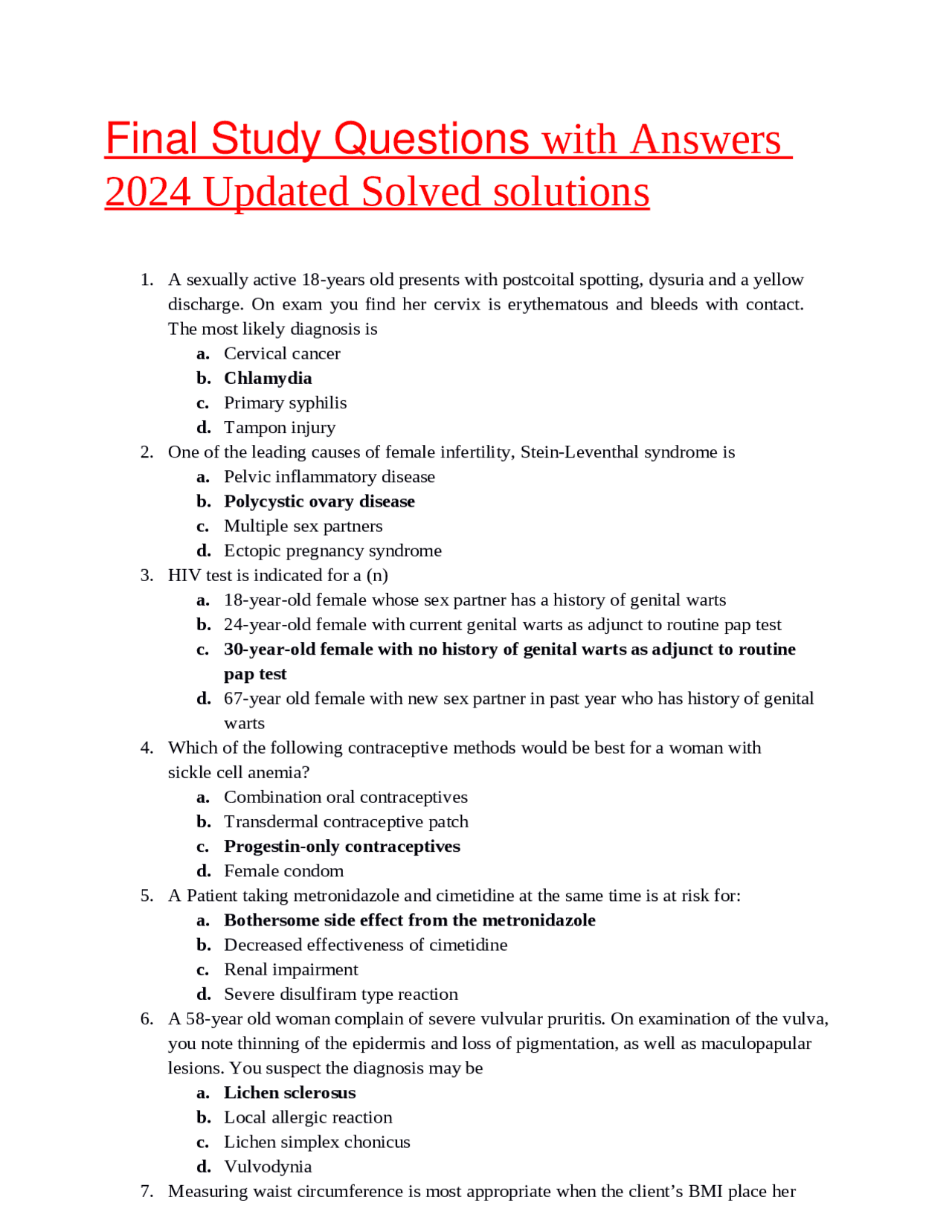 Final Study Questions with Answers 2024 Updated Solved solutions ...