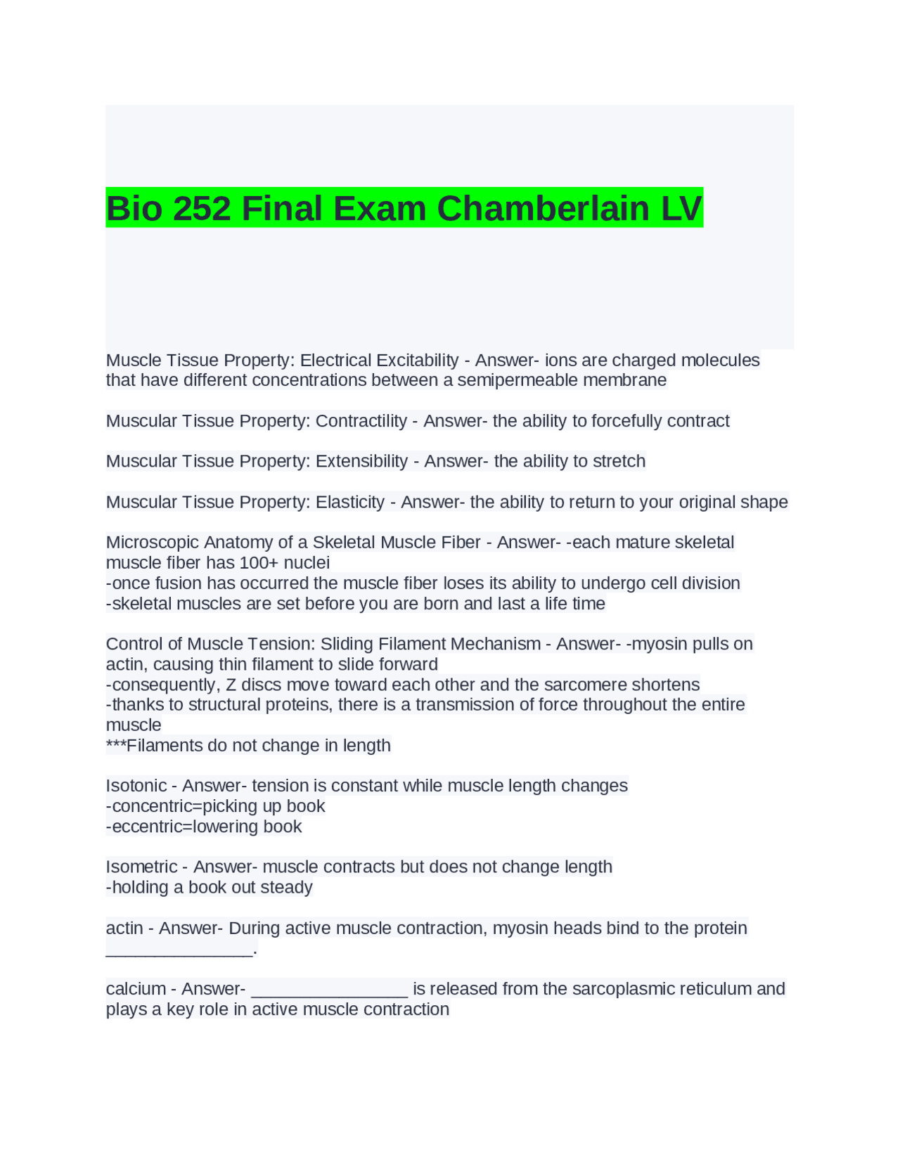 Bio 252 Final Exam Chamberlain LV Questions with correct Answers ...