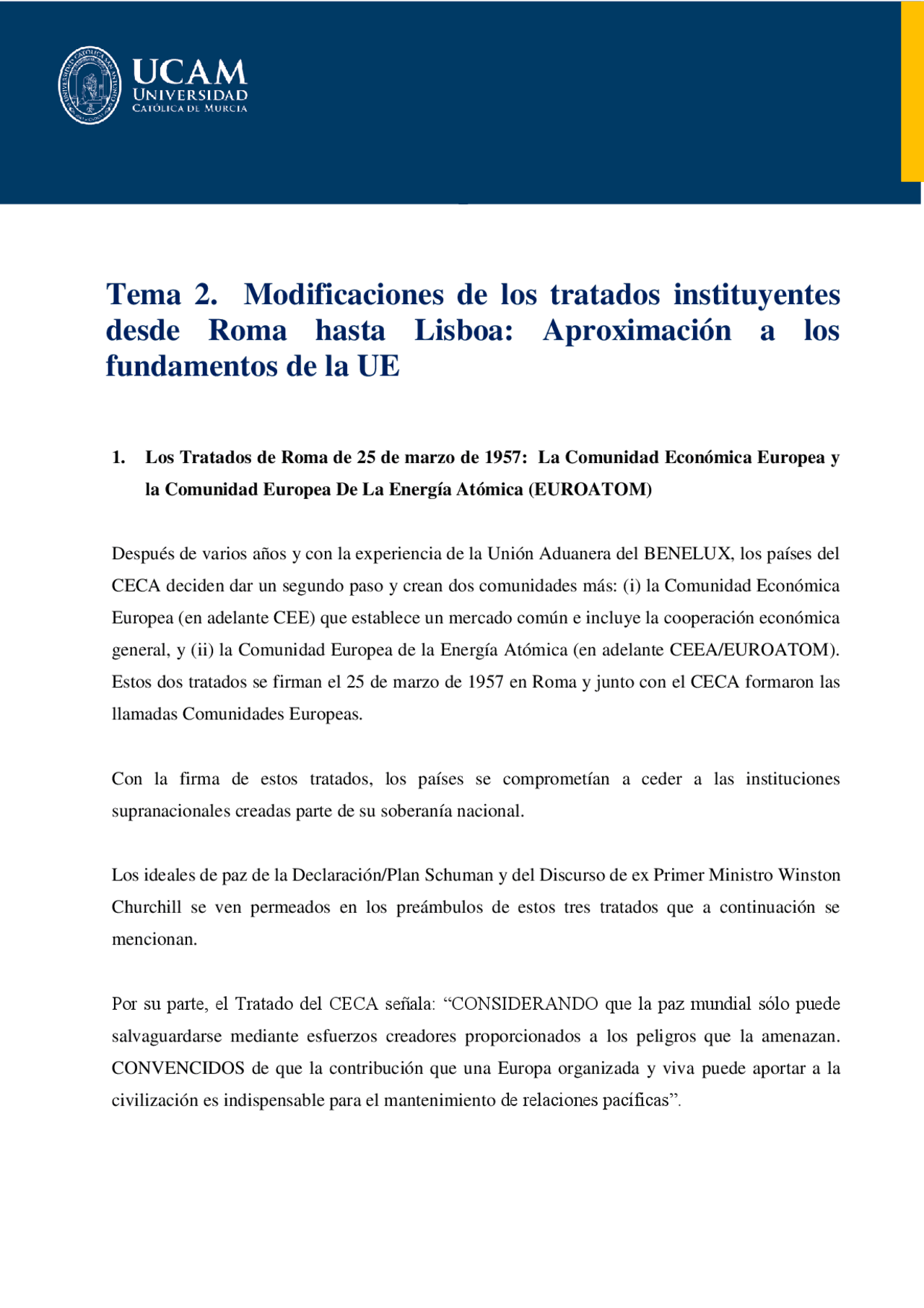 Tema 4 Apuntes ucam Derecho de la Unión Europea | Apuntes de Derecho de ...