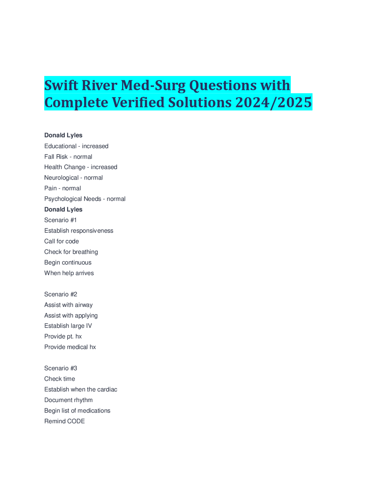 Ttx 2 Llcswift River Med Surg Answers - xgigxpo
