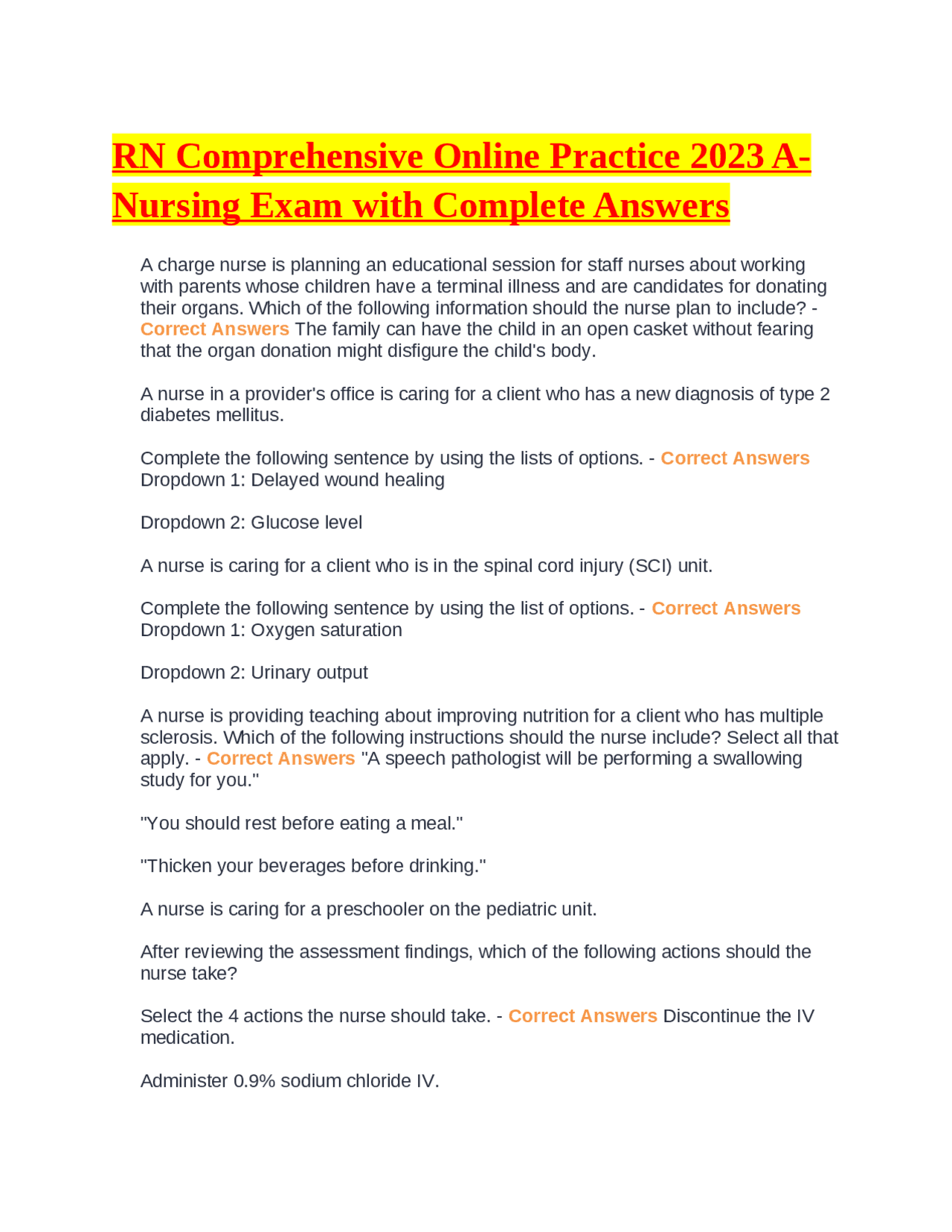 Rn Comprehensive Online Practice 2023 A Nursing Exam With Complete Rn Comprehensive Online Practice 2023 A Nursing Exam With Complete