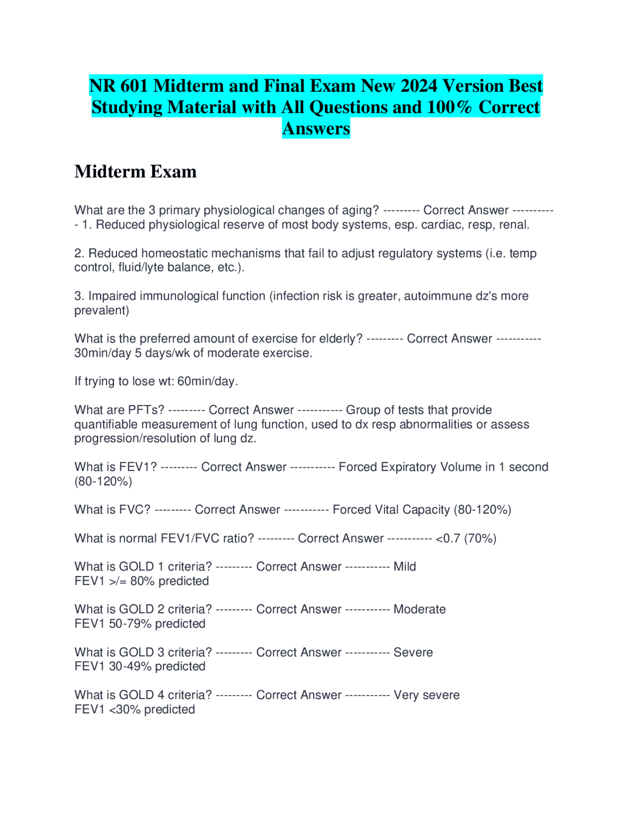 NR 601 Midterm and Final Exam New 2024 Version Best Studying Material ...