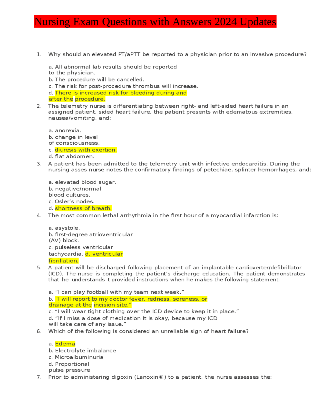 Nursing Exam Questions With Answers 2024 Updates Exams Nursing Docsity Nursing Exam Questions With Answers 2024 Updates Exams Nursing Docsity