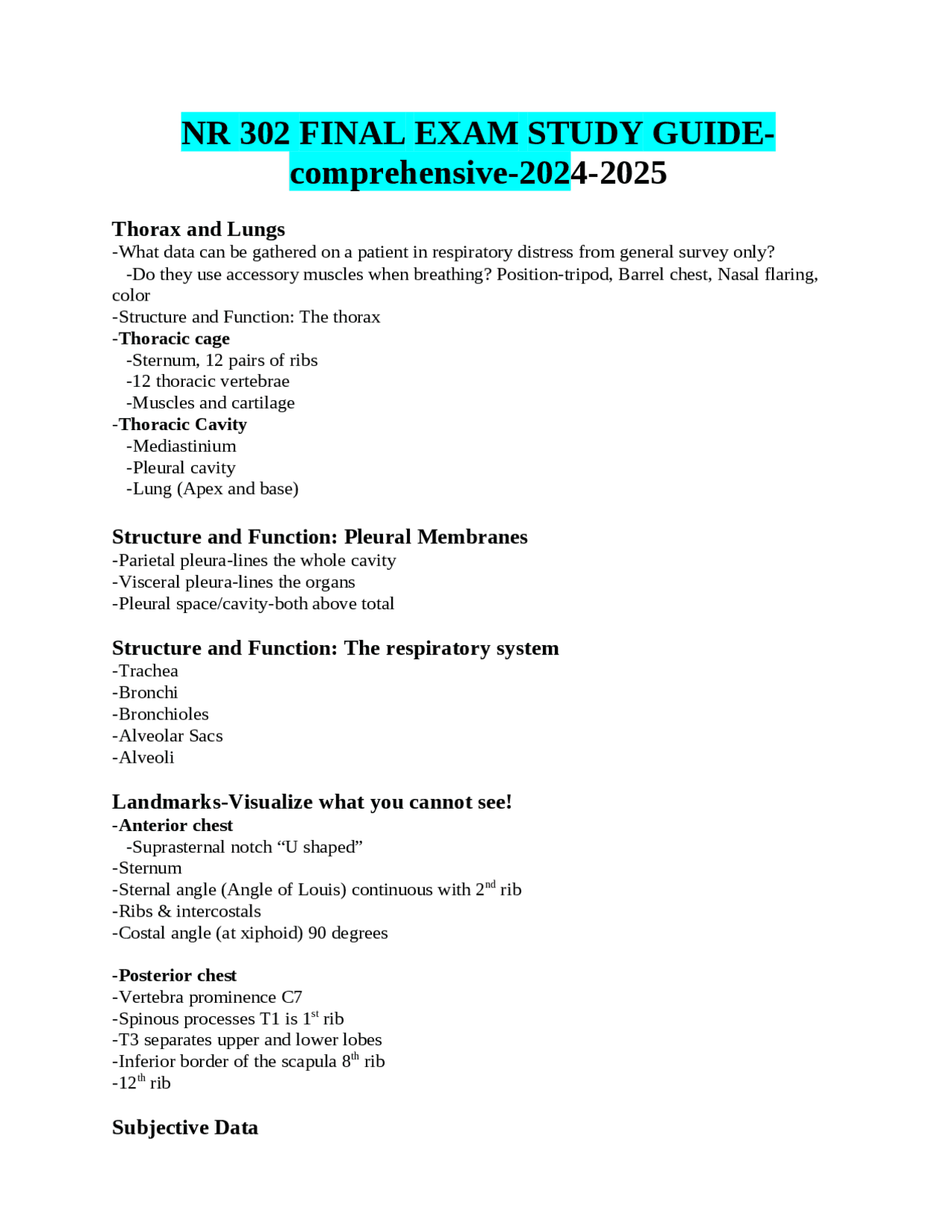 NR 302 FINAL EXAM STUDY GUIDE-comprehensive-2024-2025.docx | Exams ...