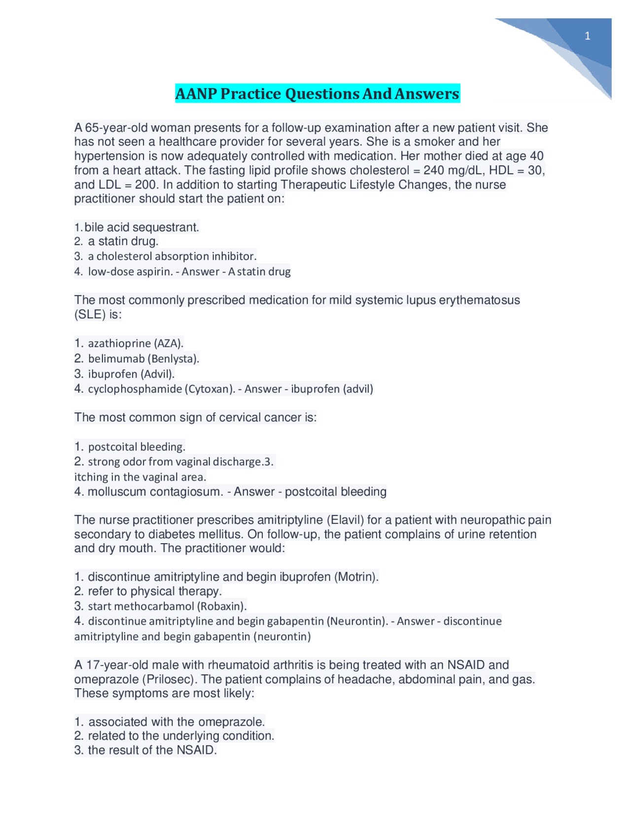 AANP Practice Questions And Answers latest 2023/2024 | Exams Nursing ...
